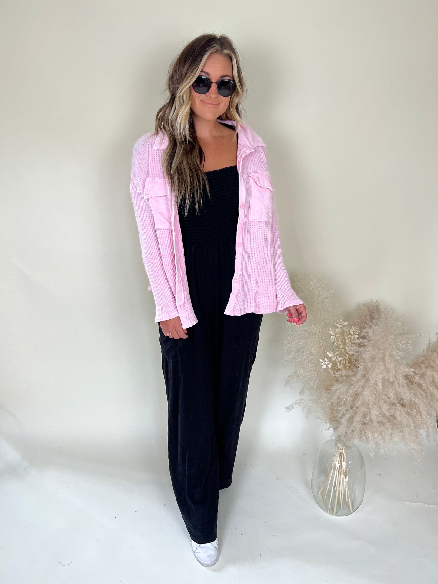 Midnight Waffle Top | Pink