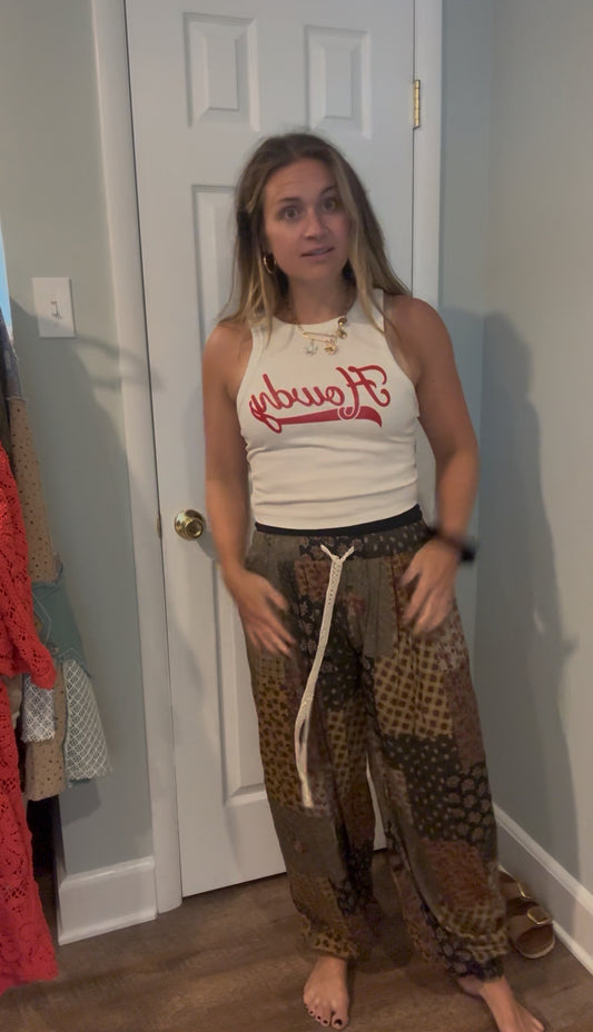 June Printed Pants | Taupe