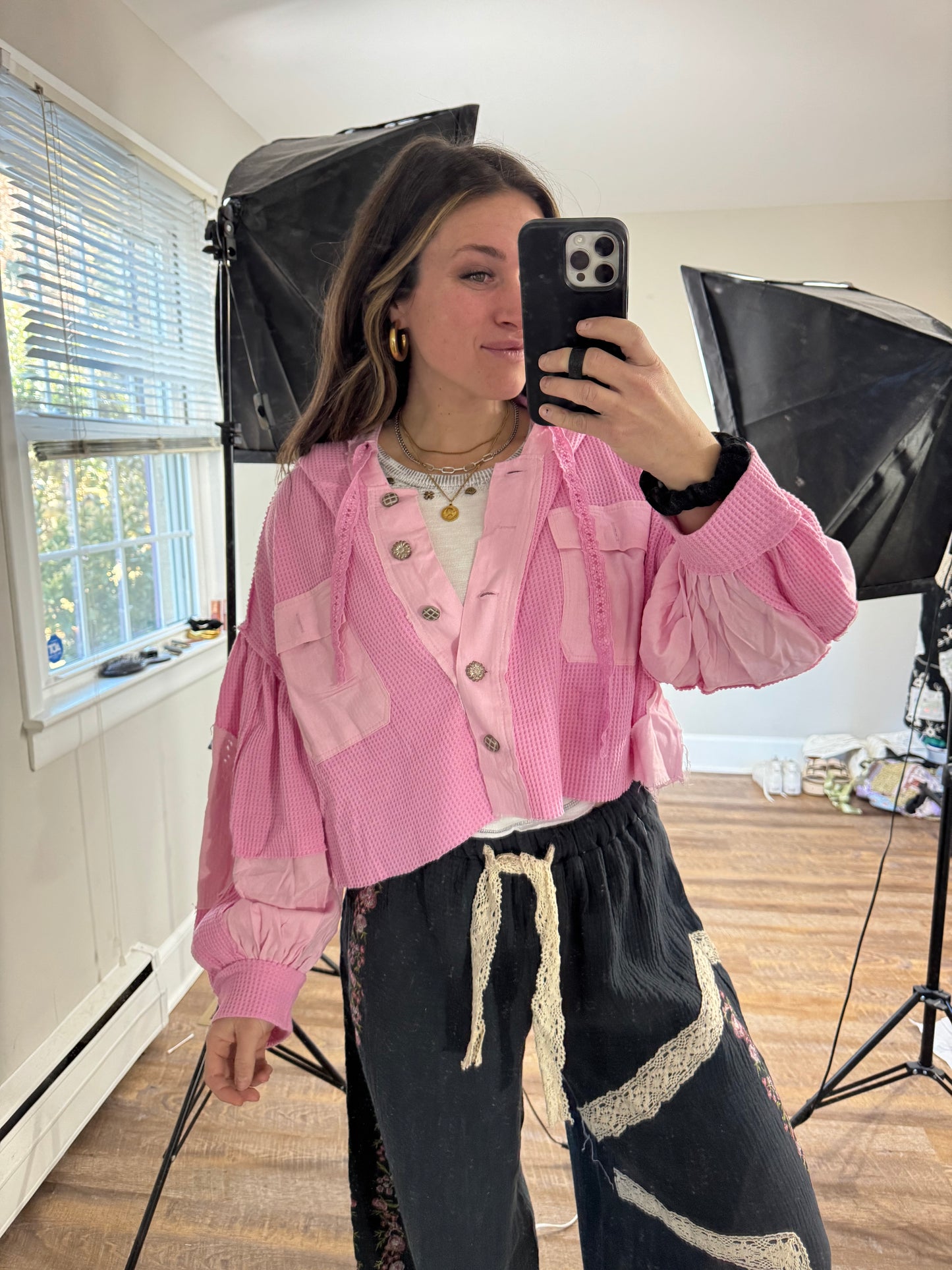 Wanted Thermal Hoodie | Pink