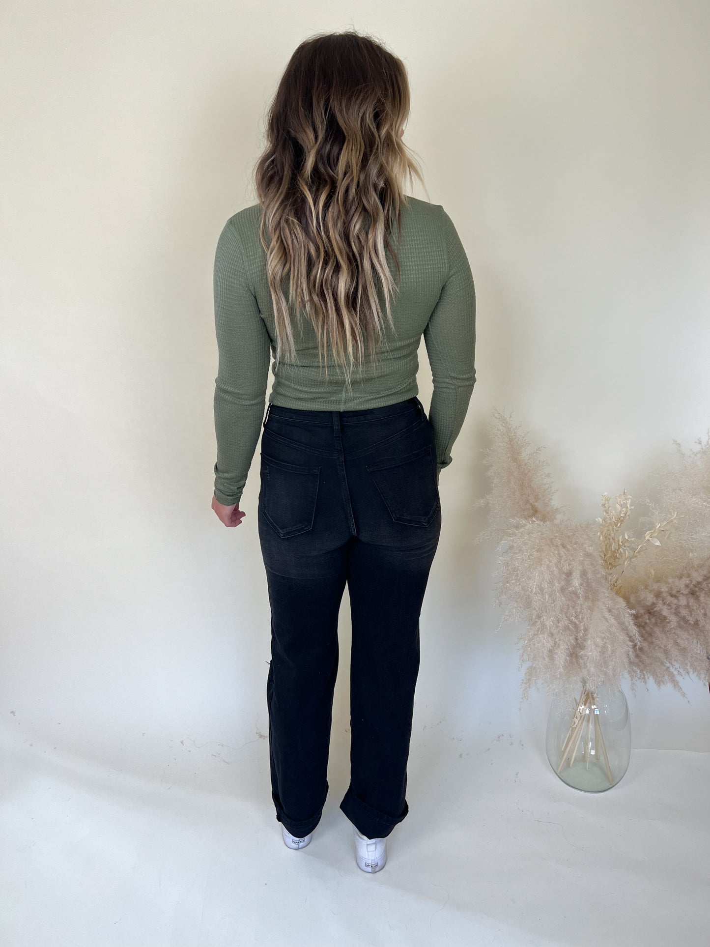 Best Life Waffle Knit Top | Light Olive