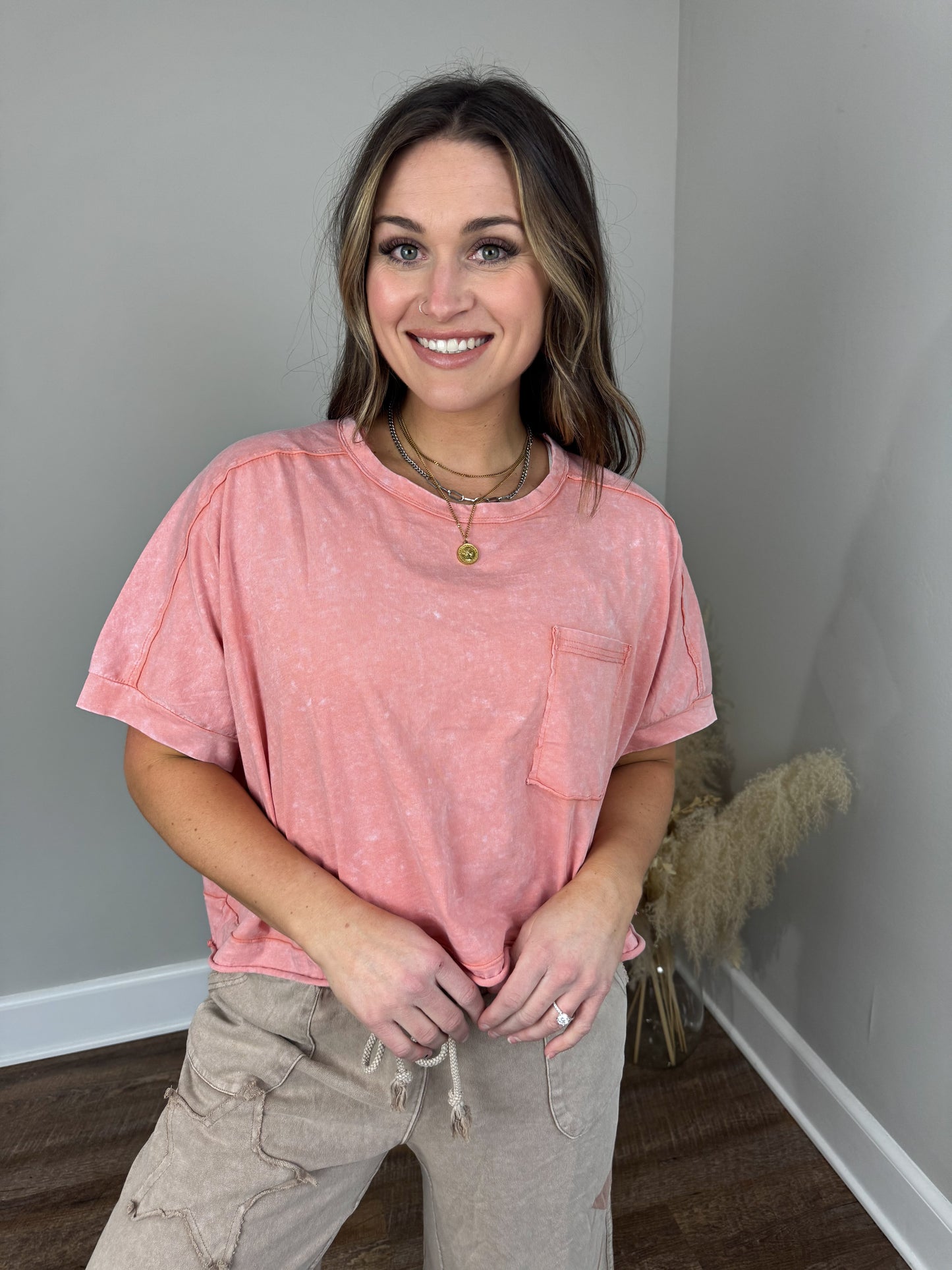 Sable Washed T-Shirt | Peach