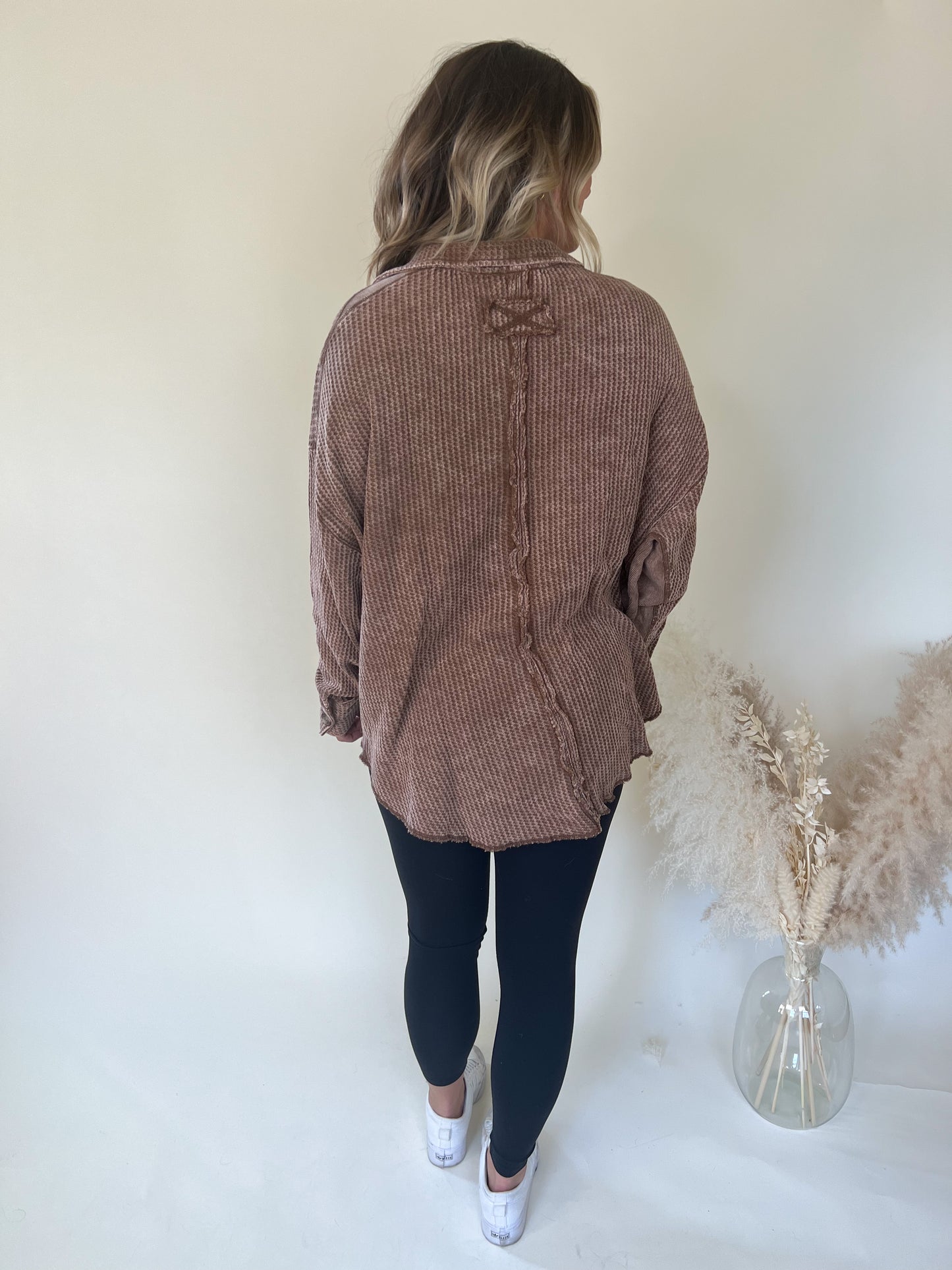 Rhodes Acid Wash Shacket | Dark Camel