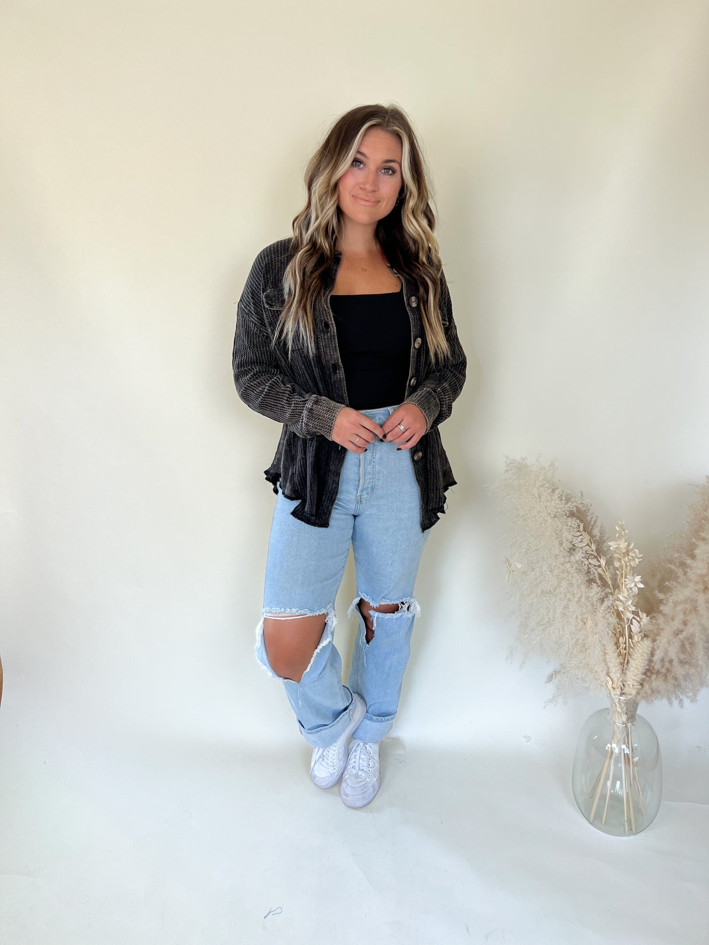 Rhodes Acid Wash Shacket | Ash Black