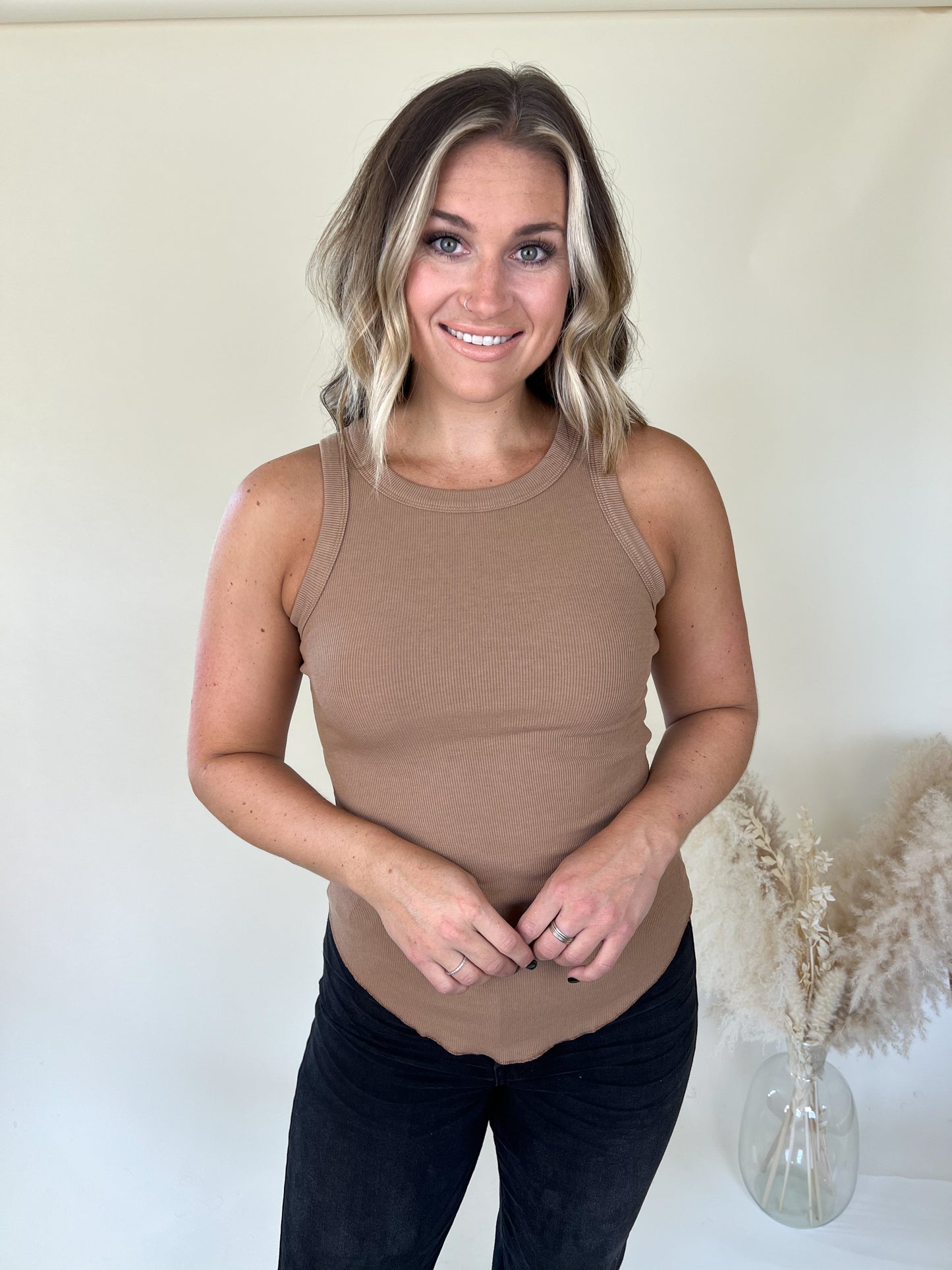 Nikki Ribbed Tank | Camel