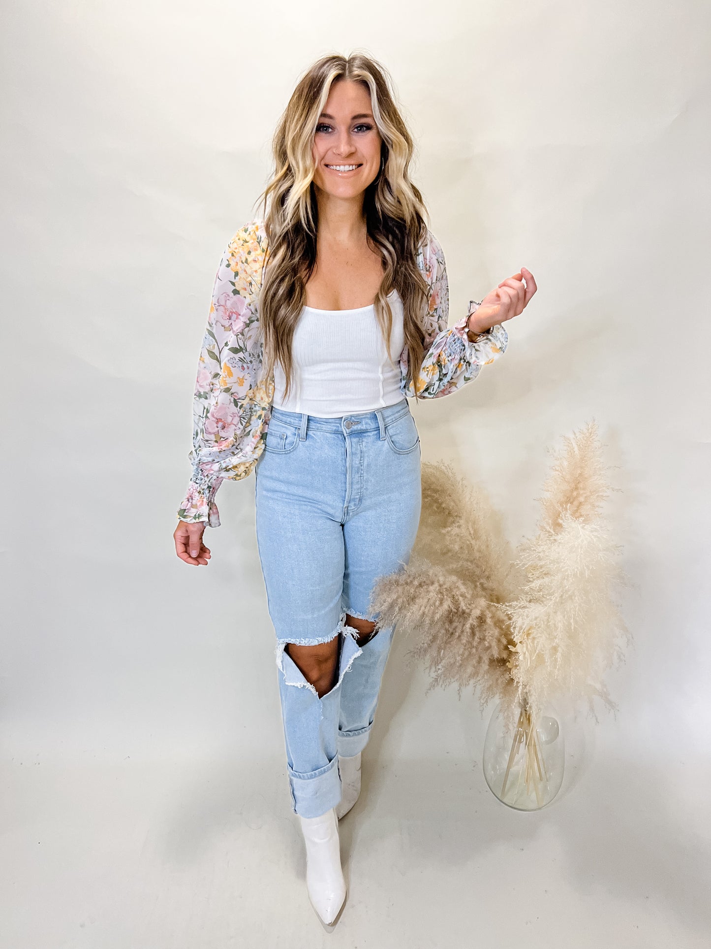 Kate Floral Bodysuit | White