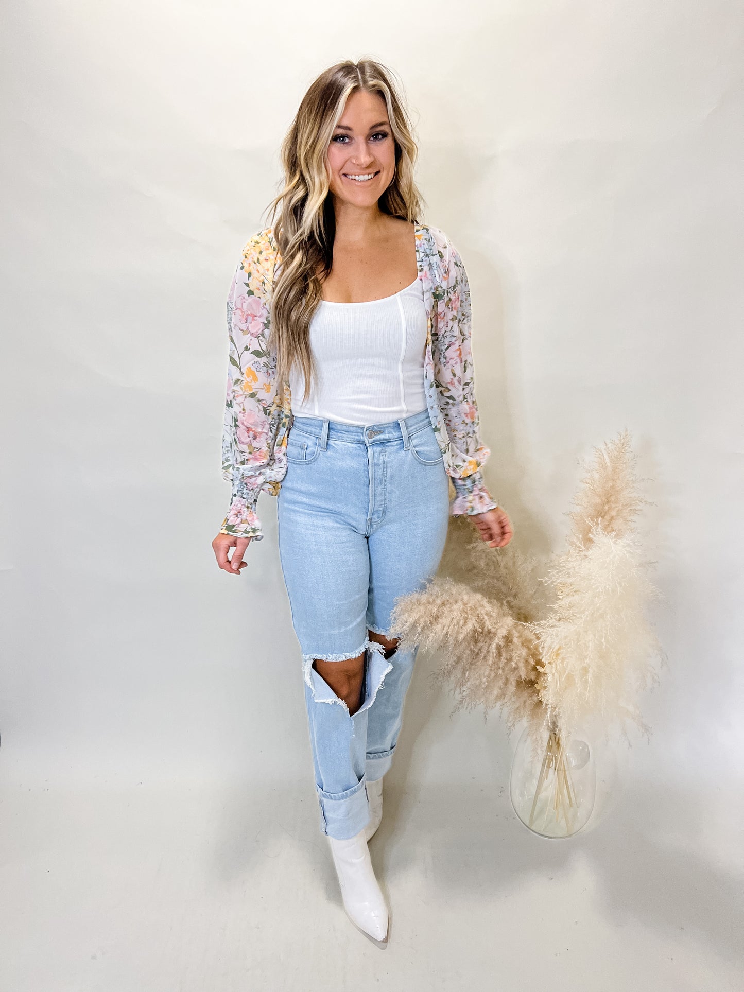 Kate Floral Bodysuit | White