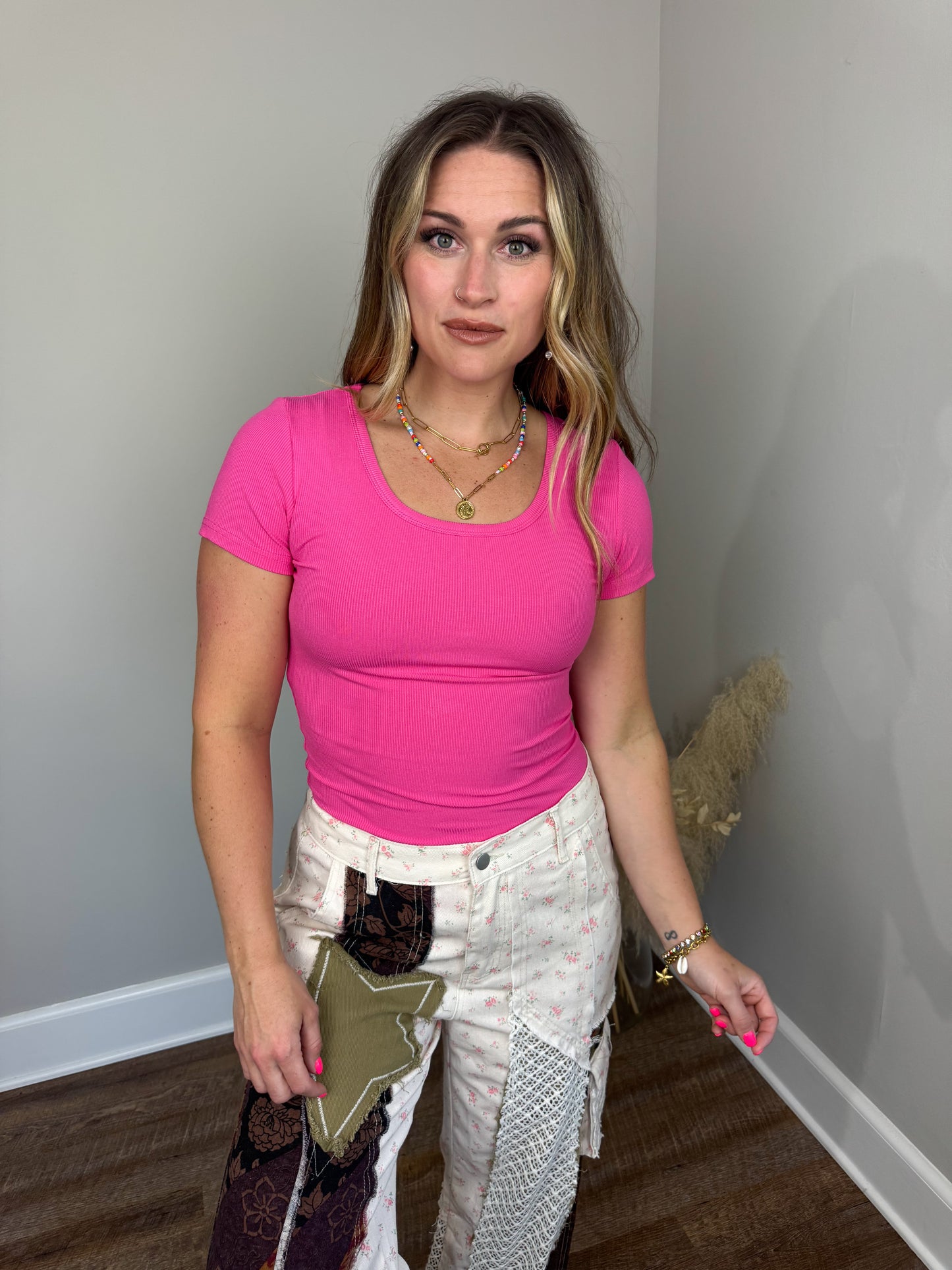 Clark Short Sleeve Top | Hot Pink