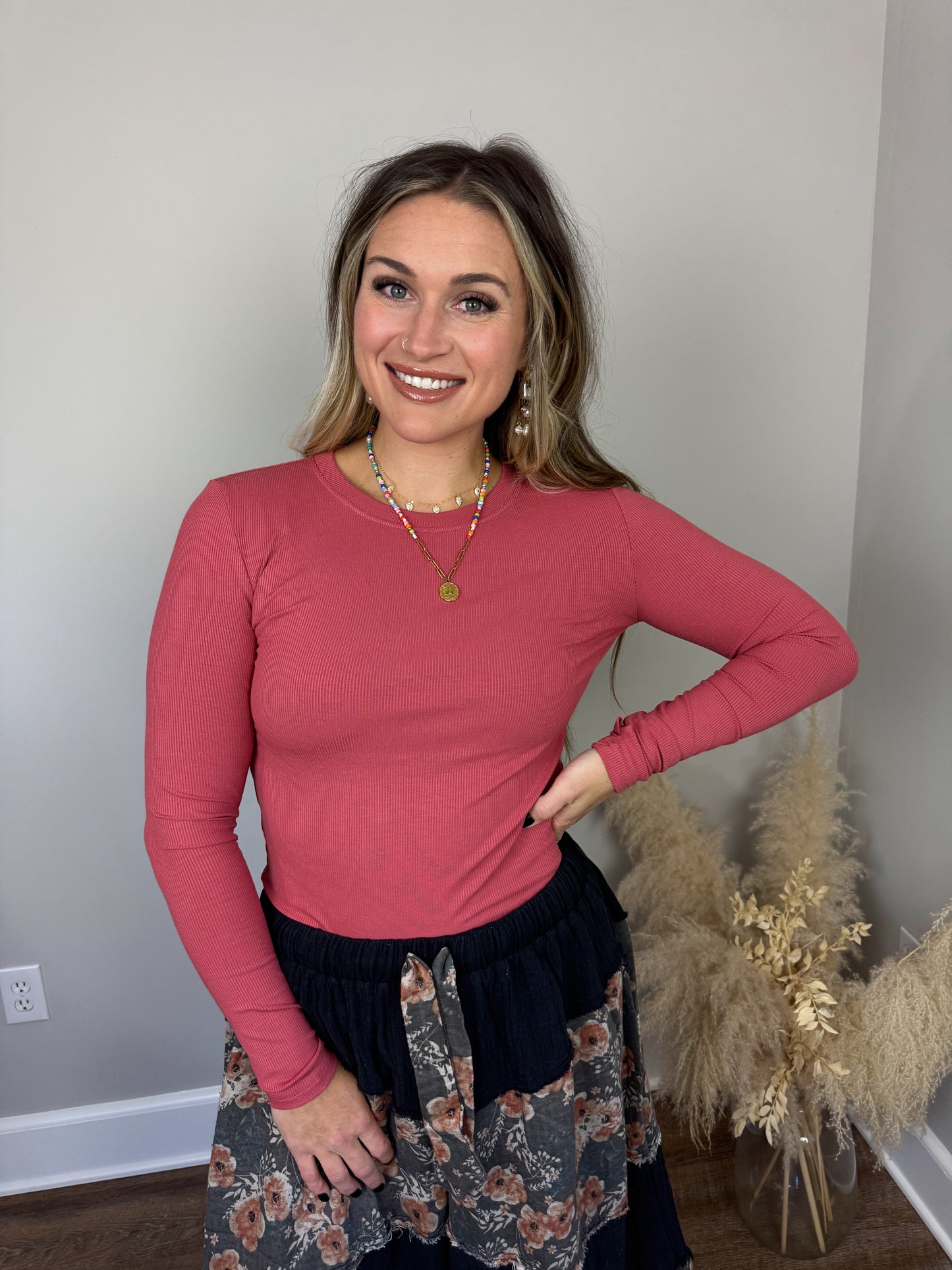 Clark High Neck Long Sleeve | Rose