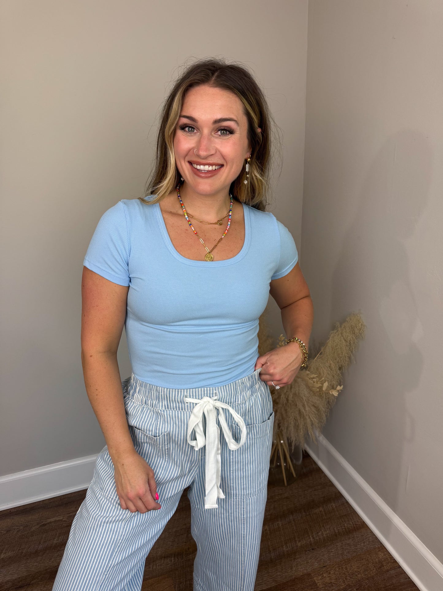 Clark Short Sleeve Top | Light Blue