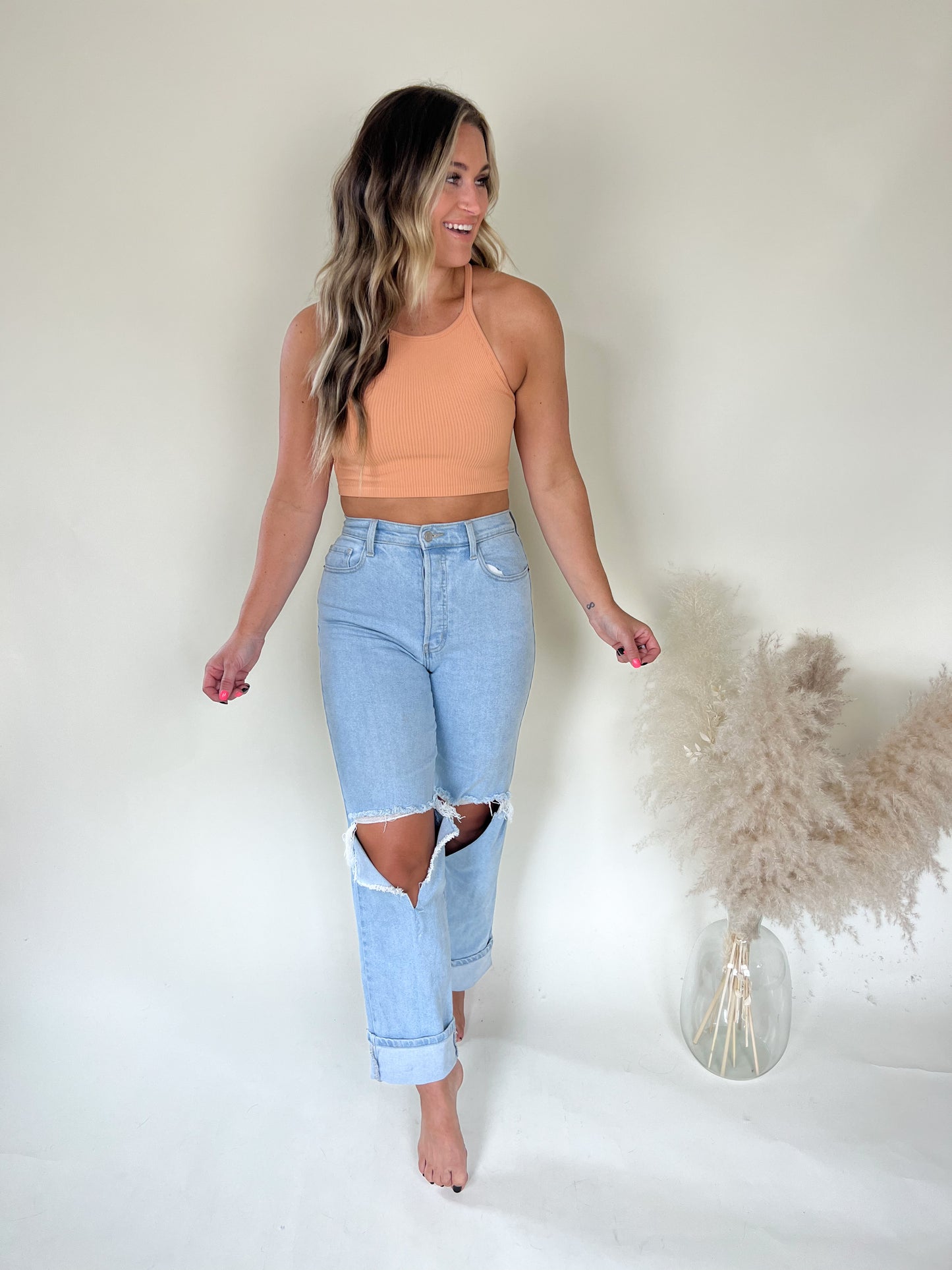 Knock Out Halter Top | Tangerine