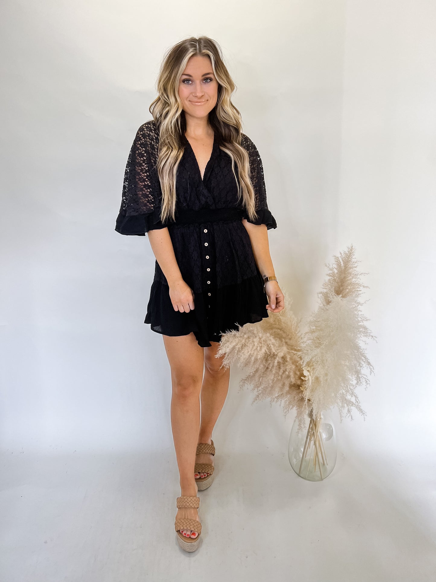 Darling Lace Romper | Black