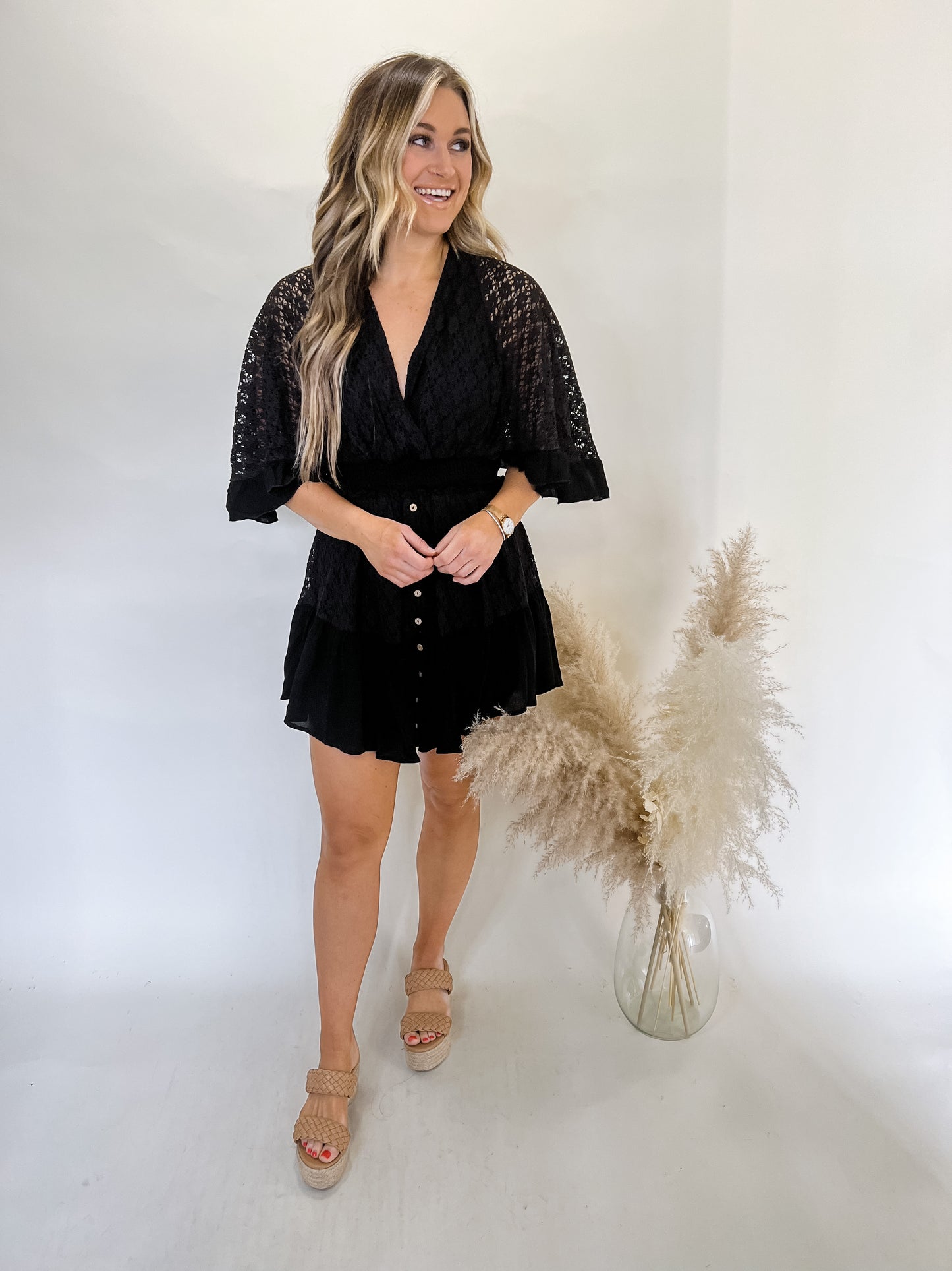 Darling Lace Romper | Black