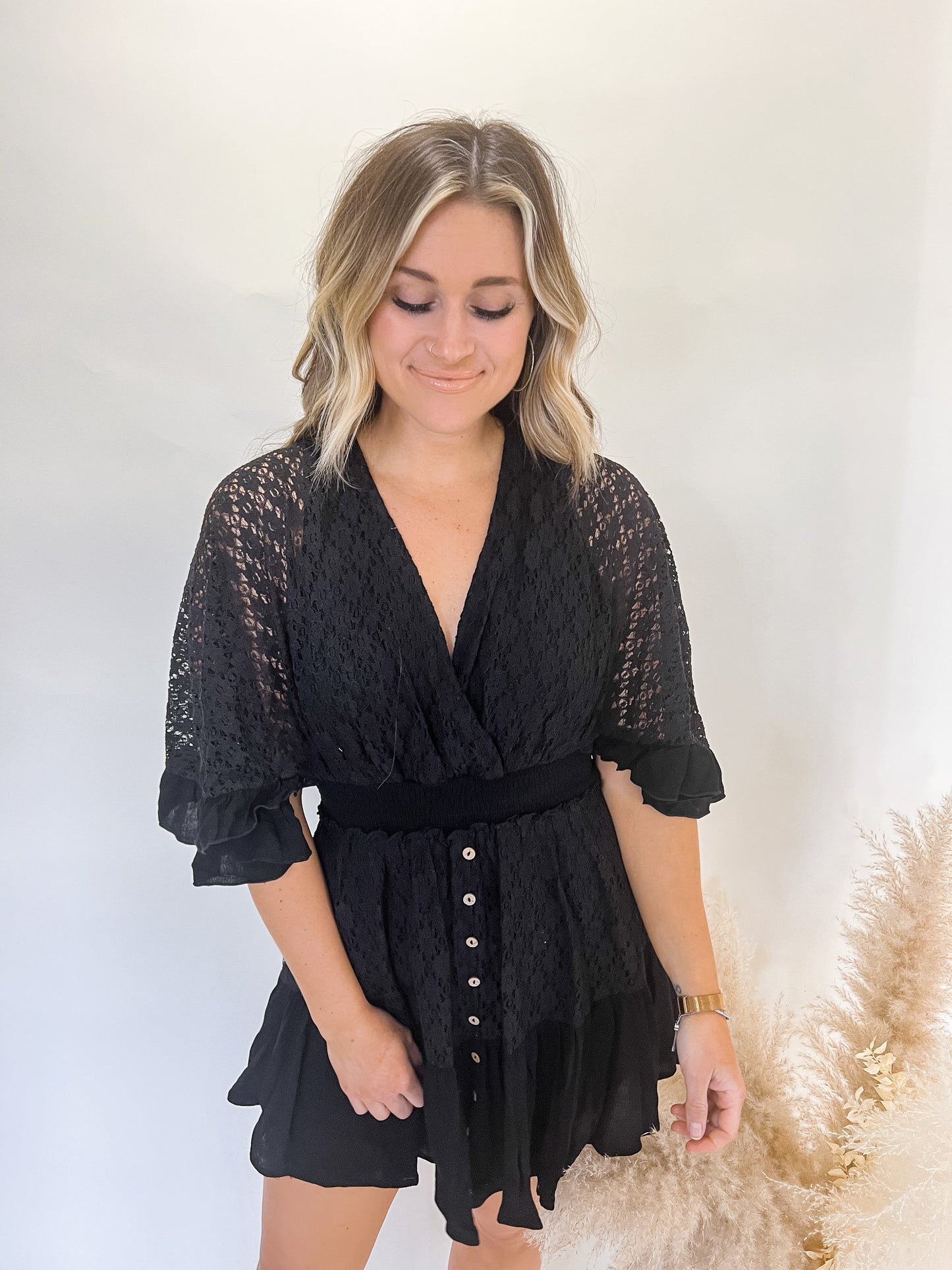 Darling Lace Romper | Black