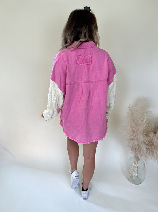 Good Energy Denim Jacket | Pink FINAL SALE