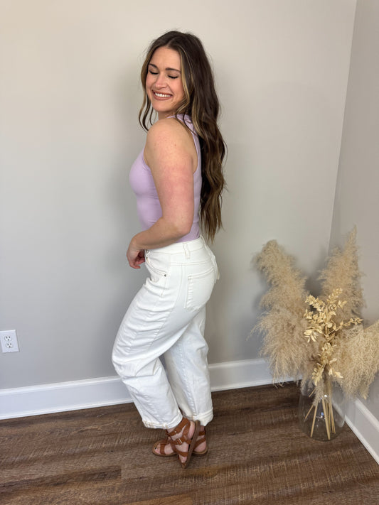 Risen Barrel Jeans | White