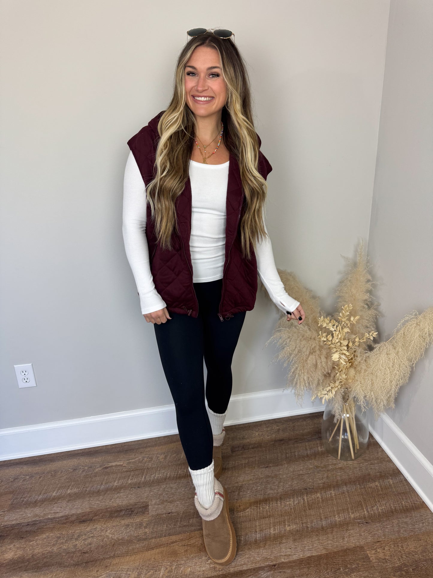 Calum Quilted Vest | Dark Cherry