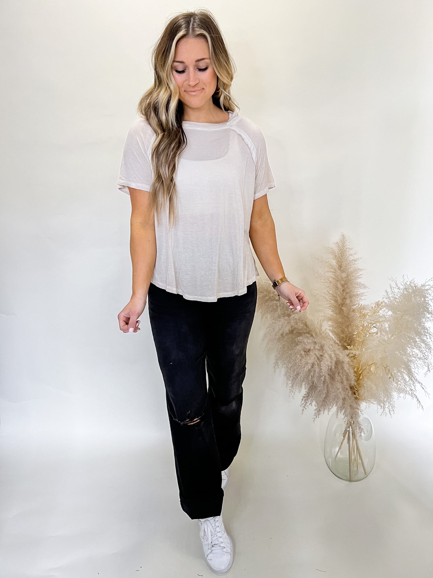 Not So Basic Washed Top | Beige