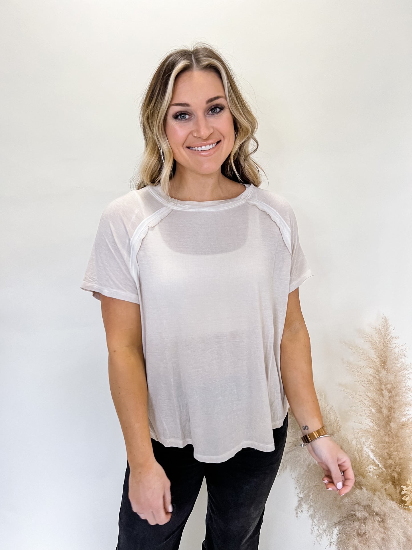 Not So Basic Washed Top | Beige