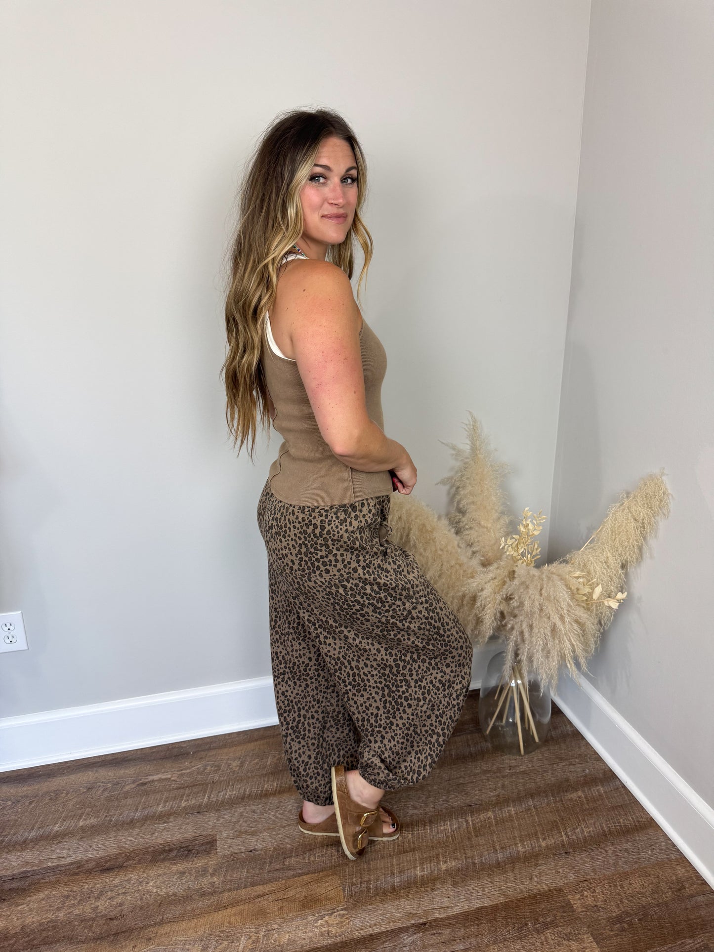 Terry Printed Pants | Mocha