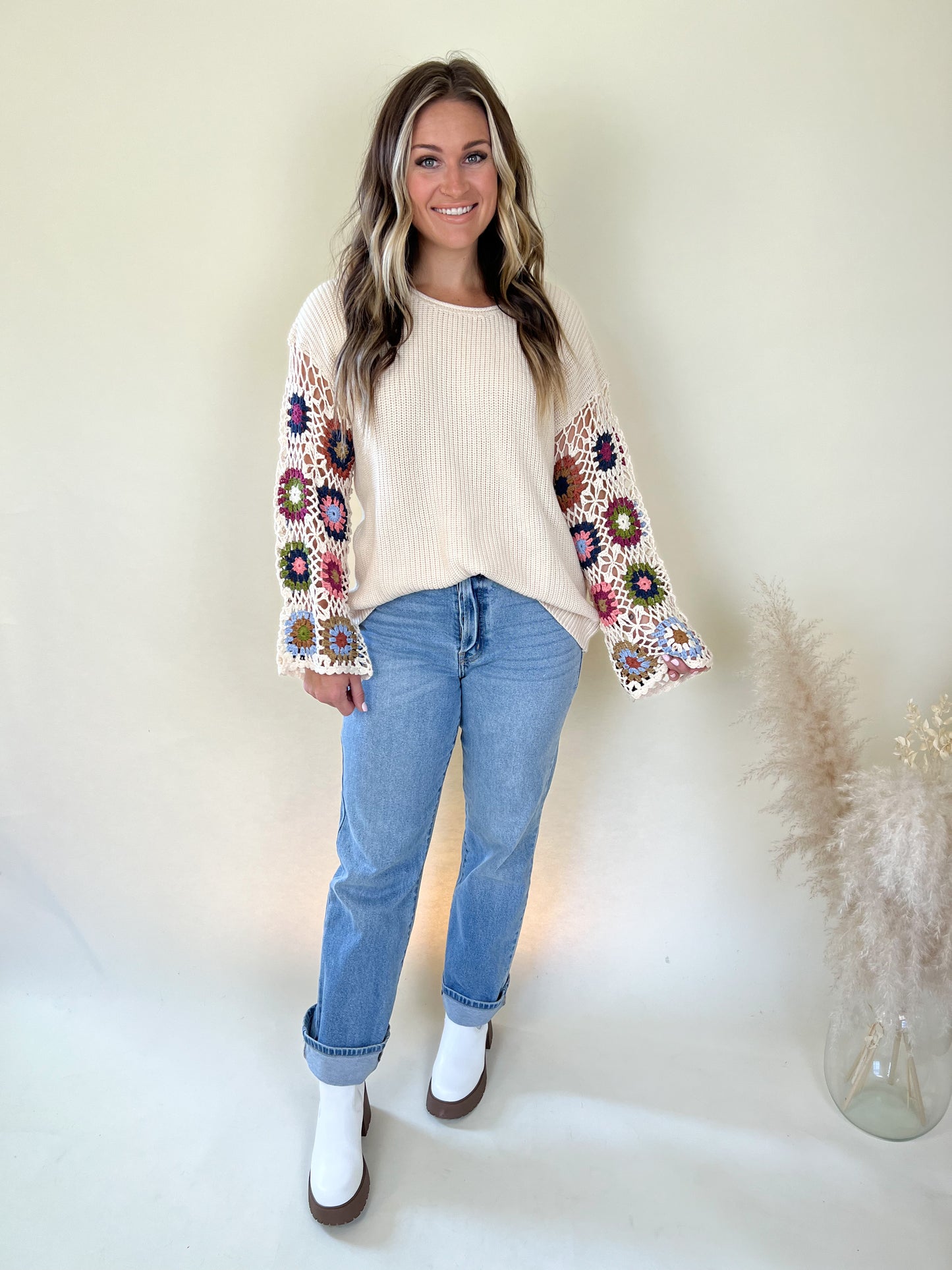 Willow Crochet Sleeve Sweater