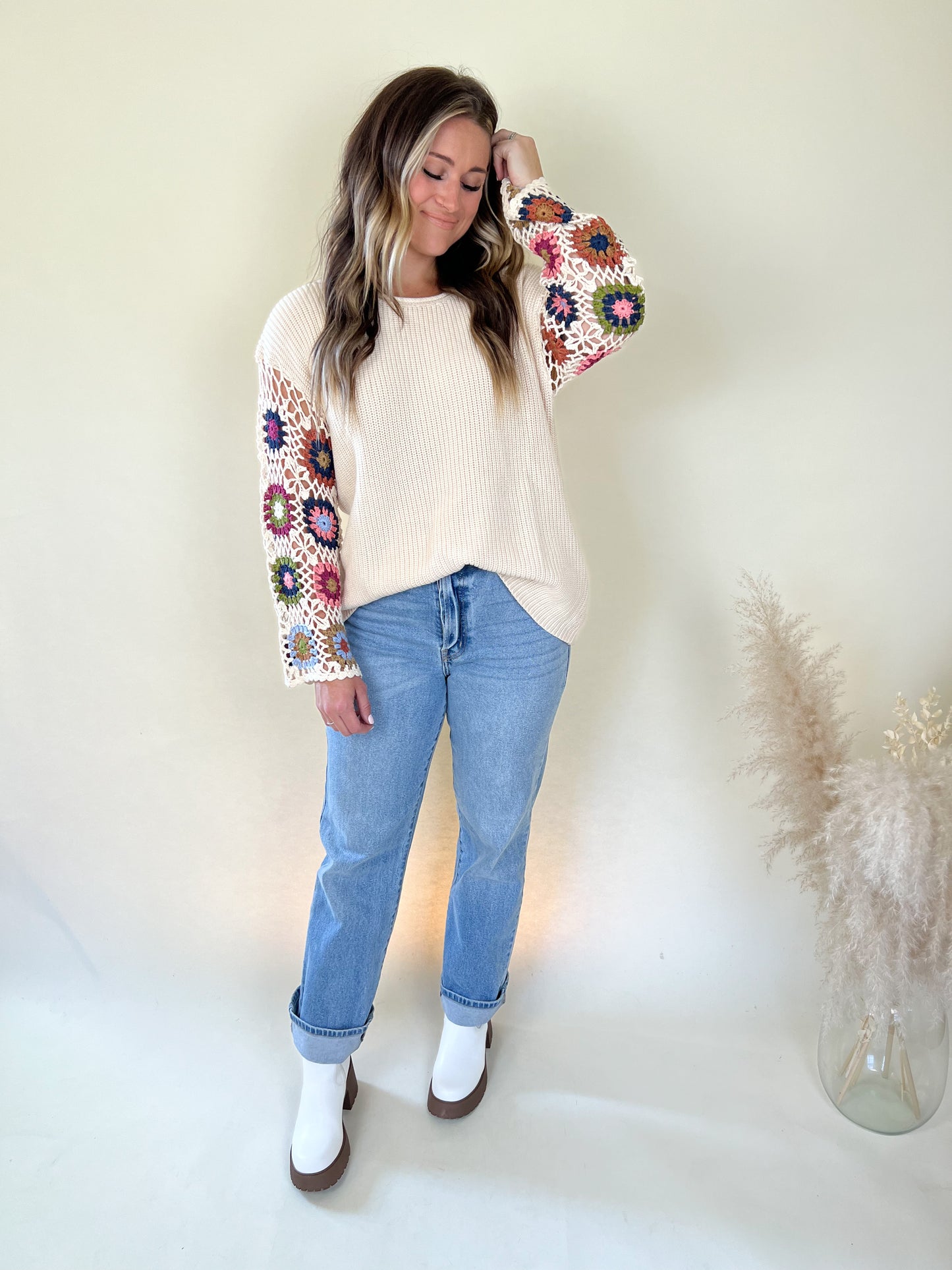 Willow Crochet Sleeve Sweater