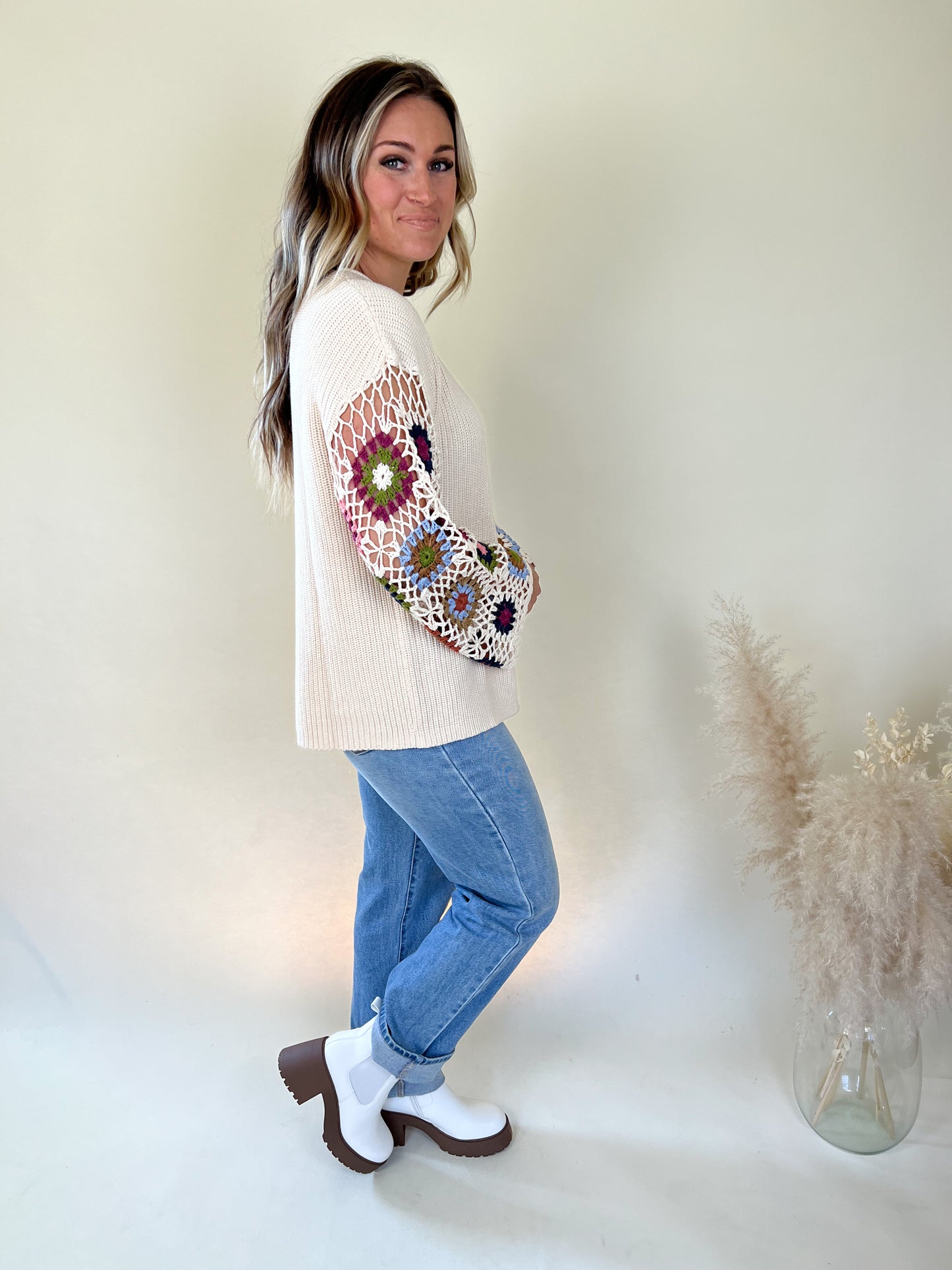 Willow Crochet Sleeve Sweater