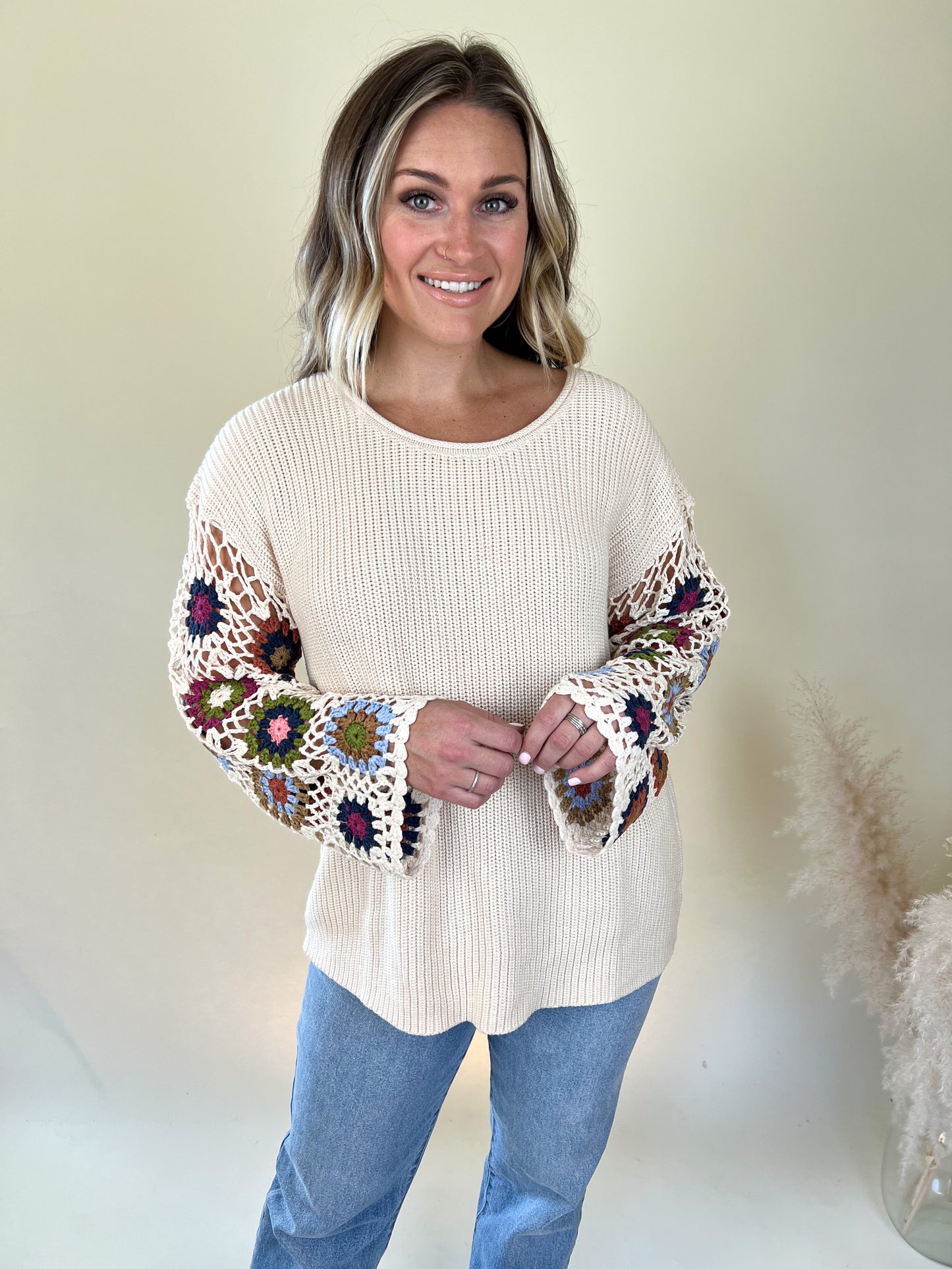 Willow Crochet Sleeve Sweater