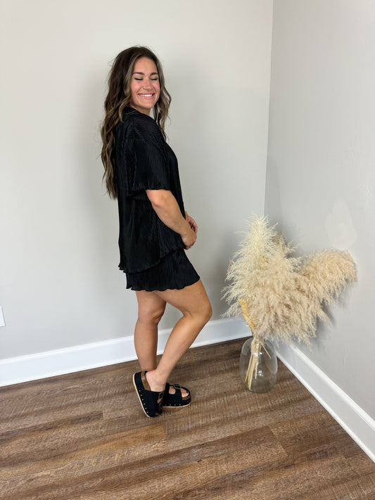 Council Pleated Shirt | Black FINAL SALE