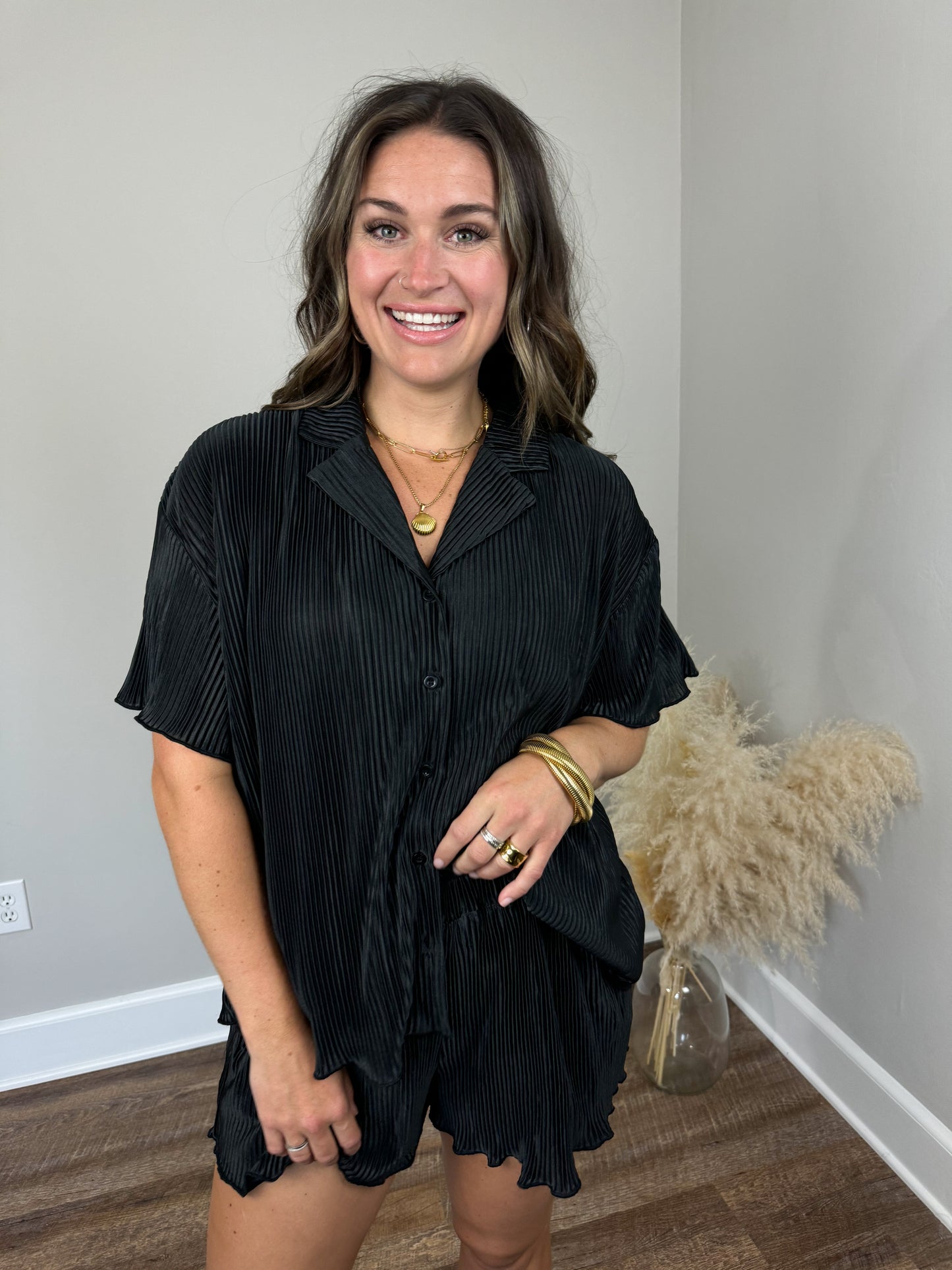 Council Pleated Shirt | Black FINAL SALE