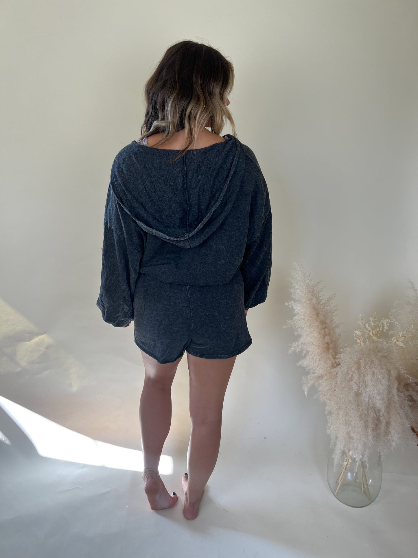 Going Places Hooded Romper | Black