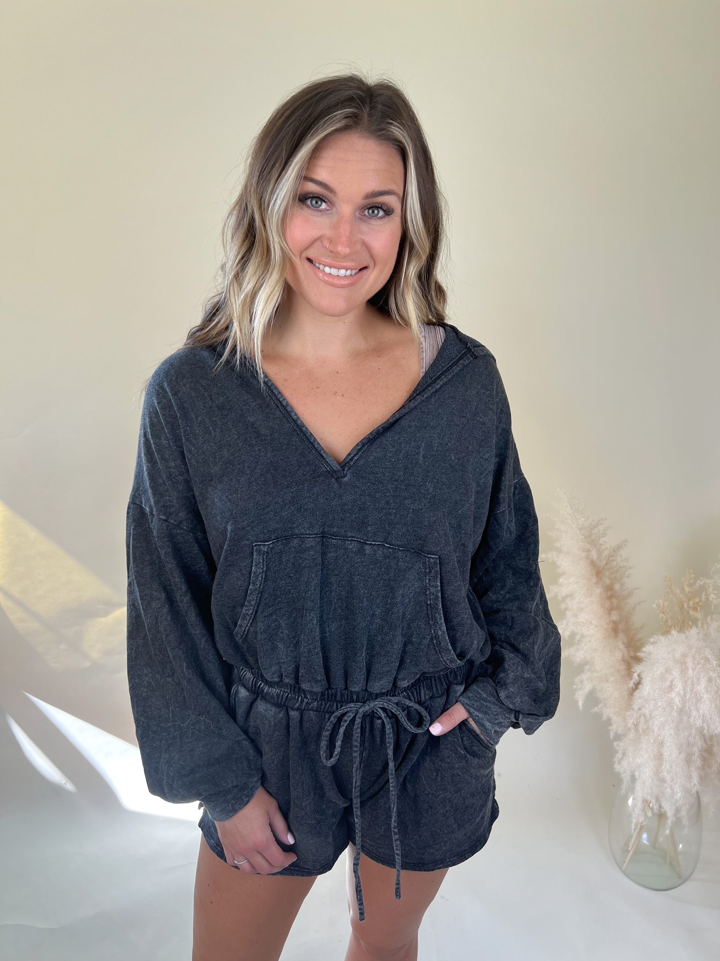 Going Places Hooded Romper | Black