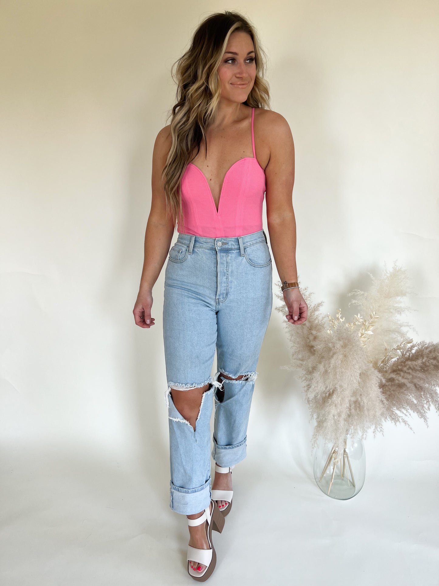 Stand Out Plunge Neck Bodysuit