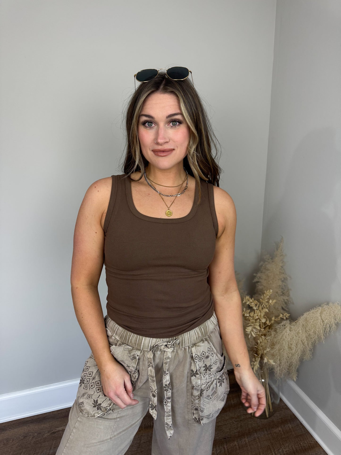 Clark Scoop Tank Top | Brown