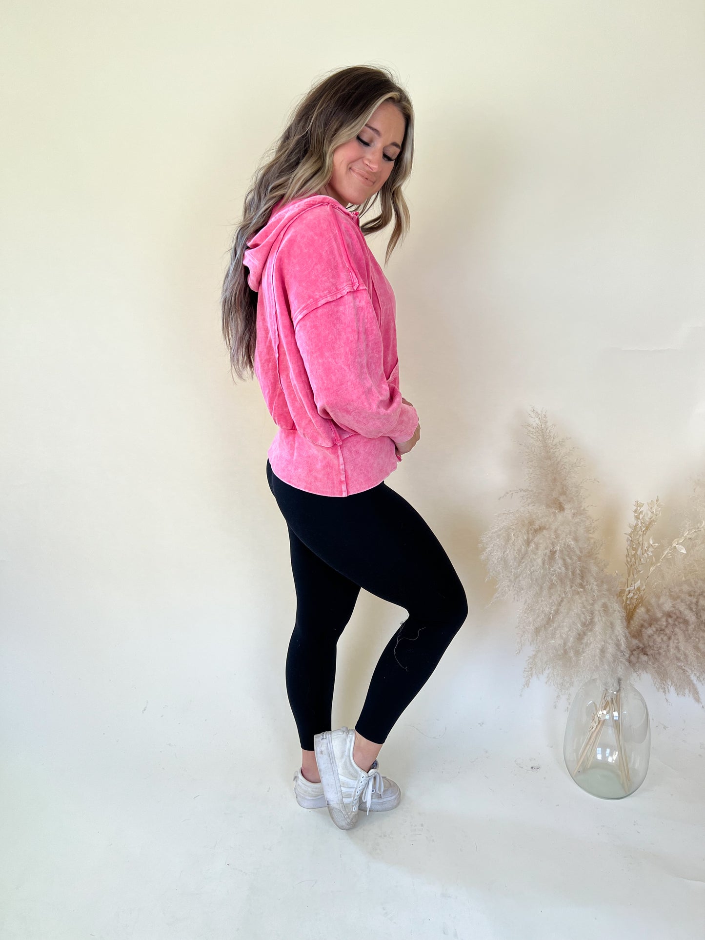 Everybody Zip Up Hoodie | Fuschia