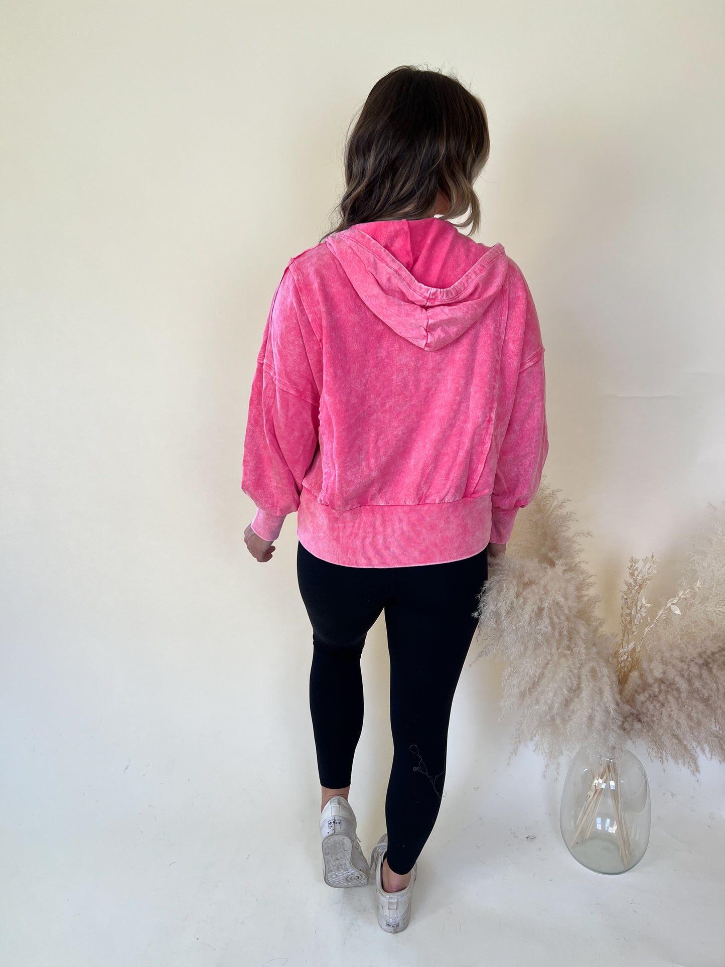 Everybody Zip Up Hoodie | Fuschia