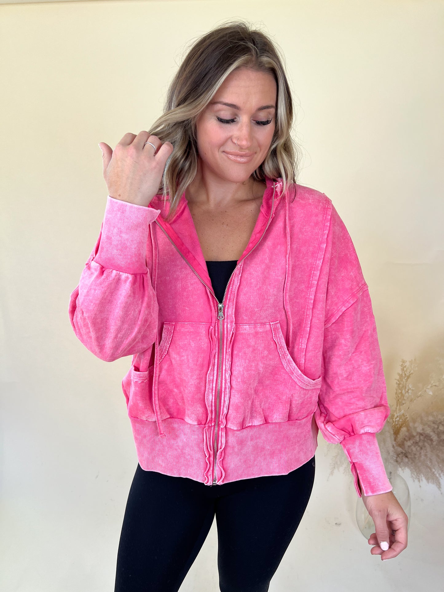 Everybody Zip Up Hoodie | Fuschia