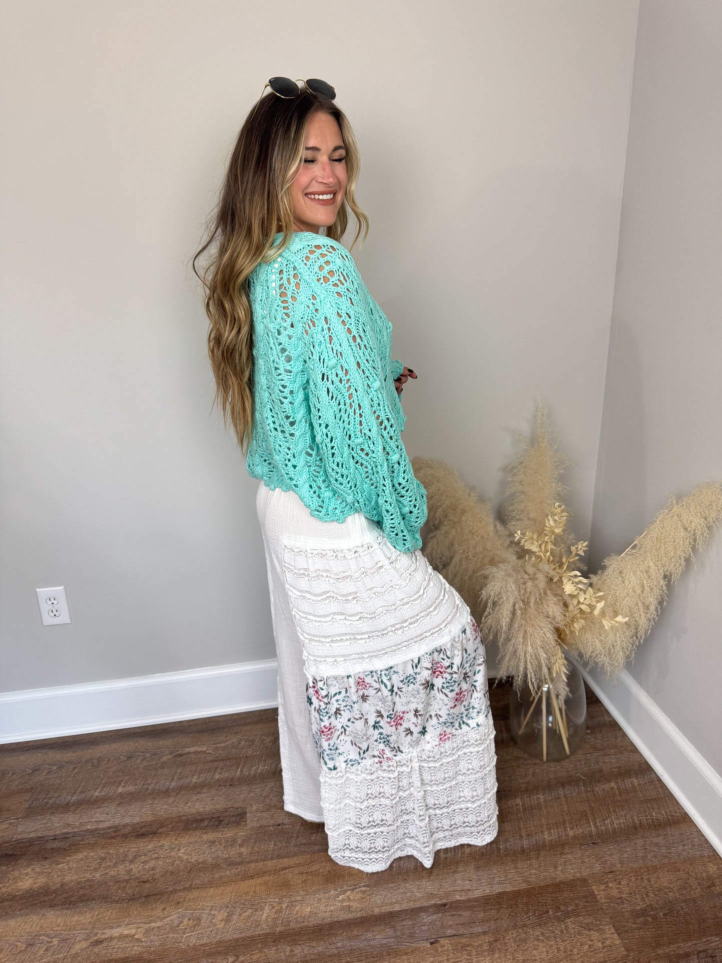 Destiny Crochet Cardigan | Aqua