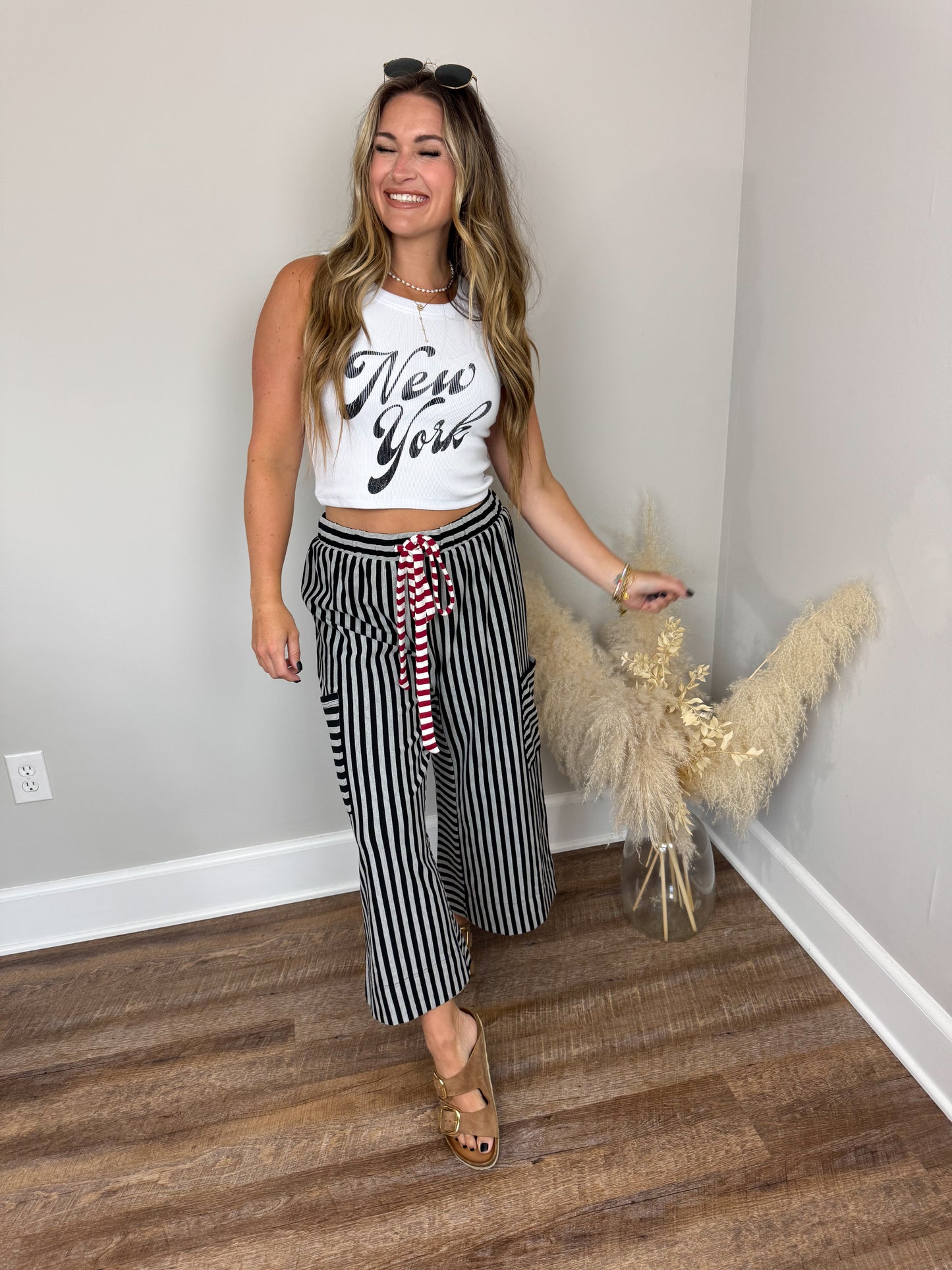 Chelsey Striped Pants | Black