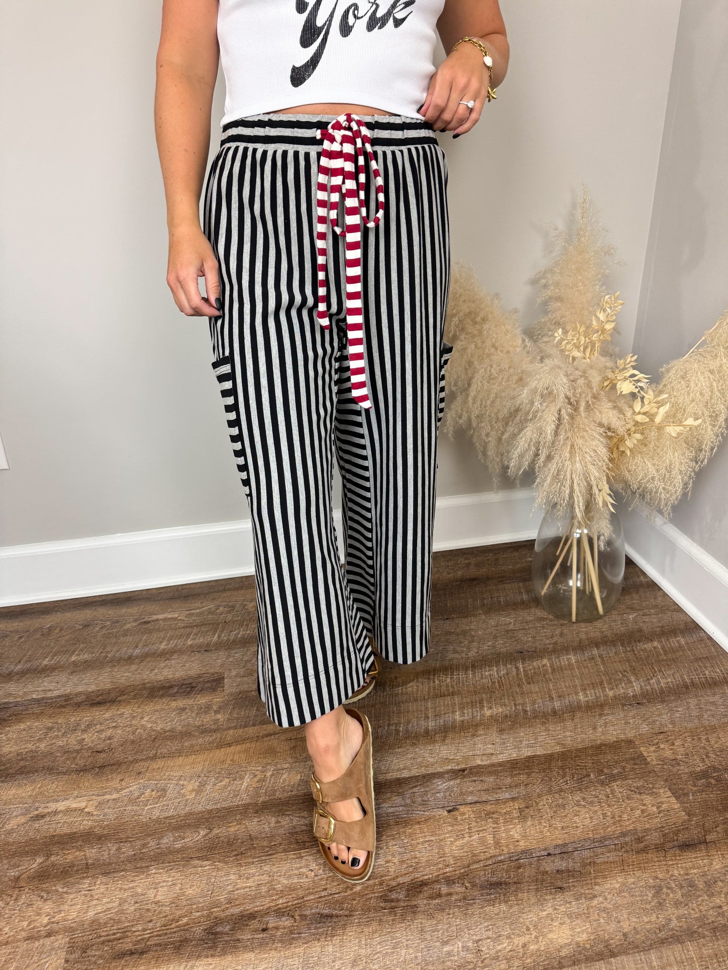 Chelsey Striped Pants | Black