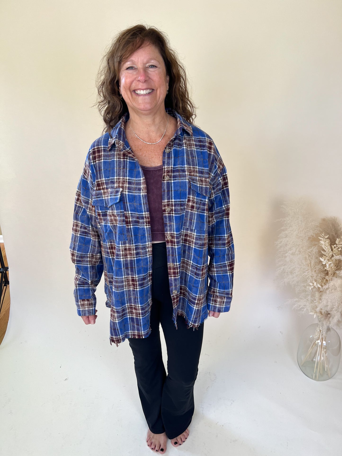 Ryann Bleached Plaid Top
