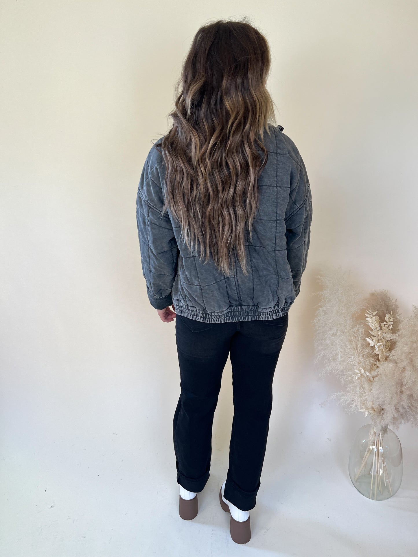 Count On Me Quilted Jacket | Charcoal