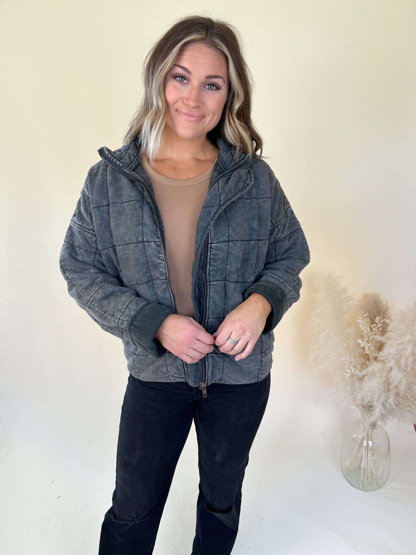 Count On Me Quilted Jacket | Charcoal