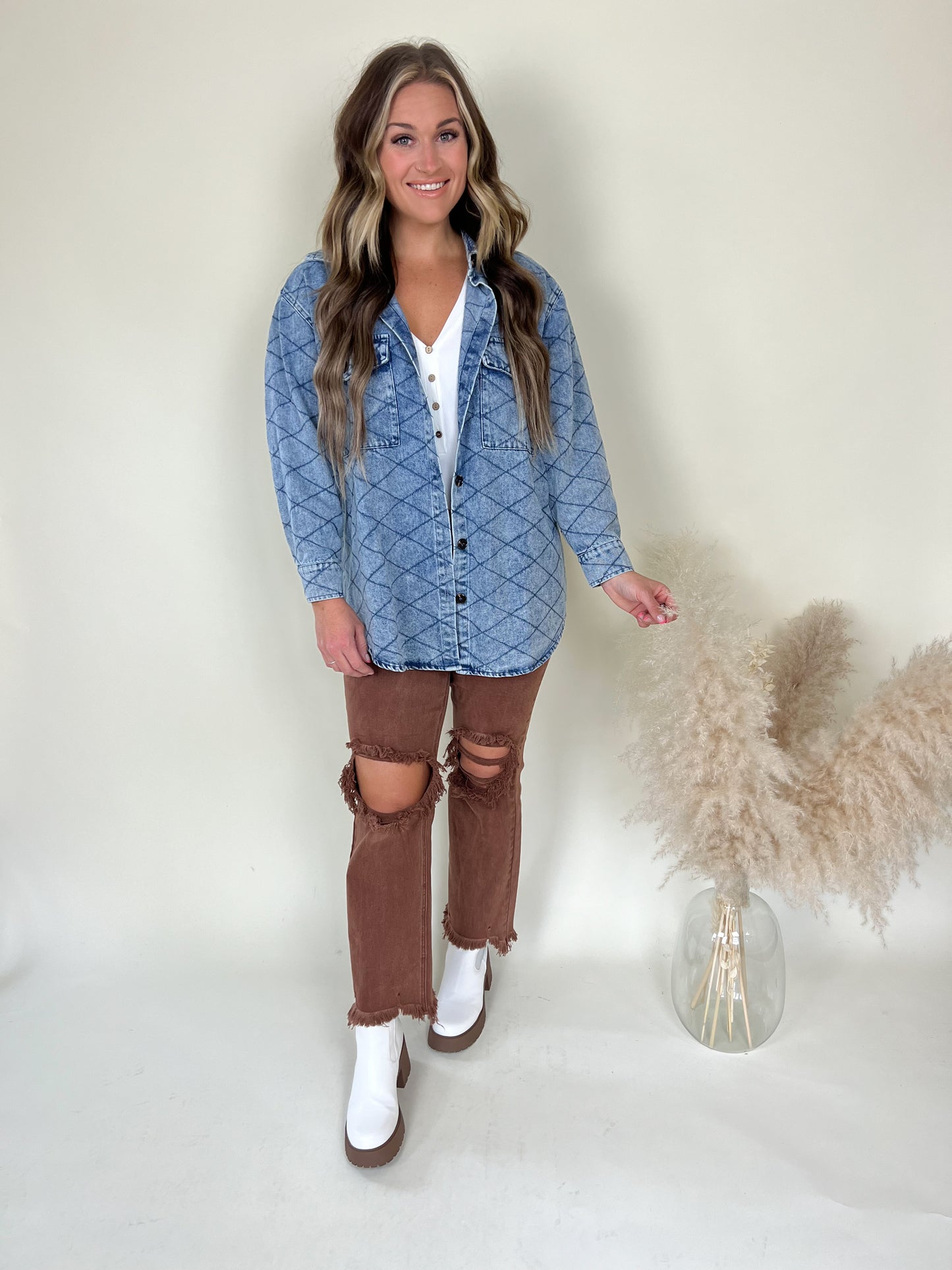 Showing Off Quilted Denim Jacket