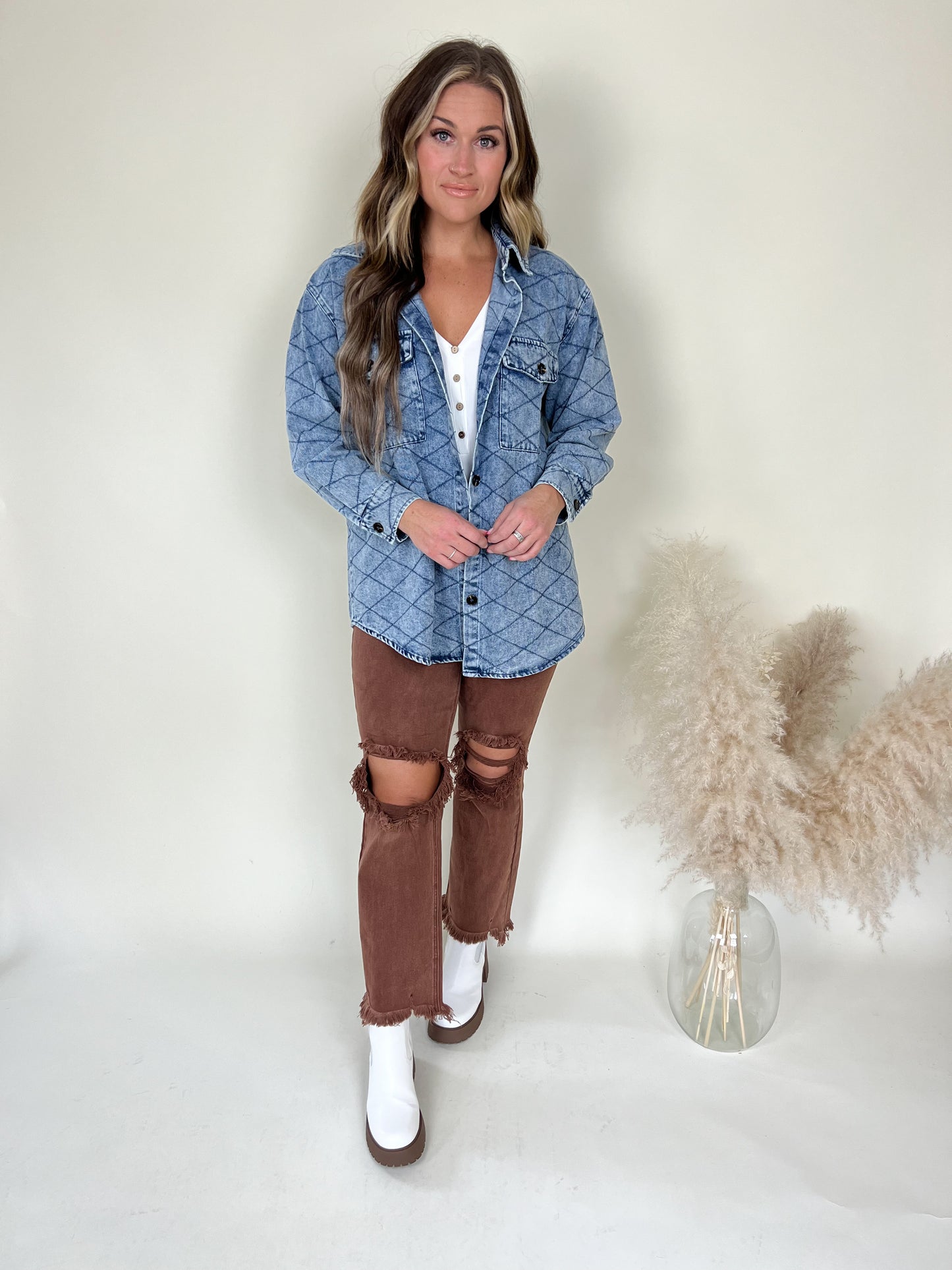 Showing Off Quilted Denim Jacket