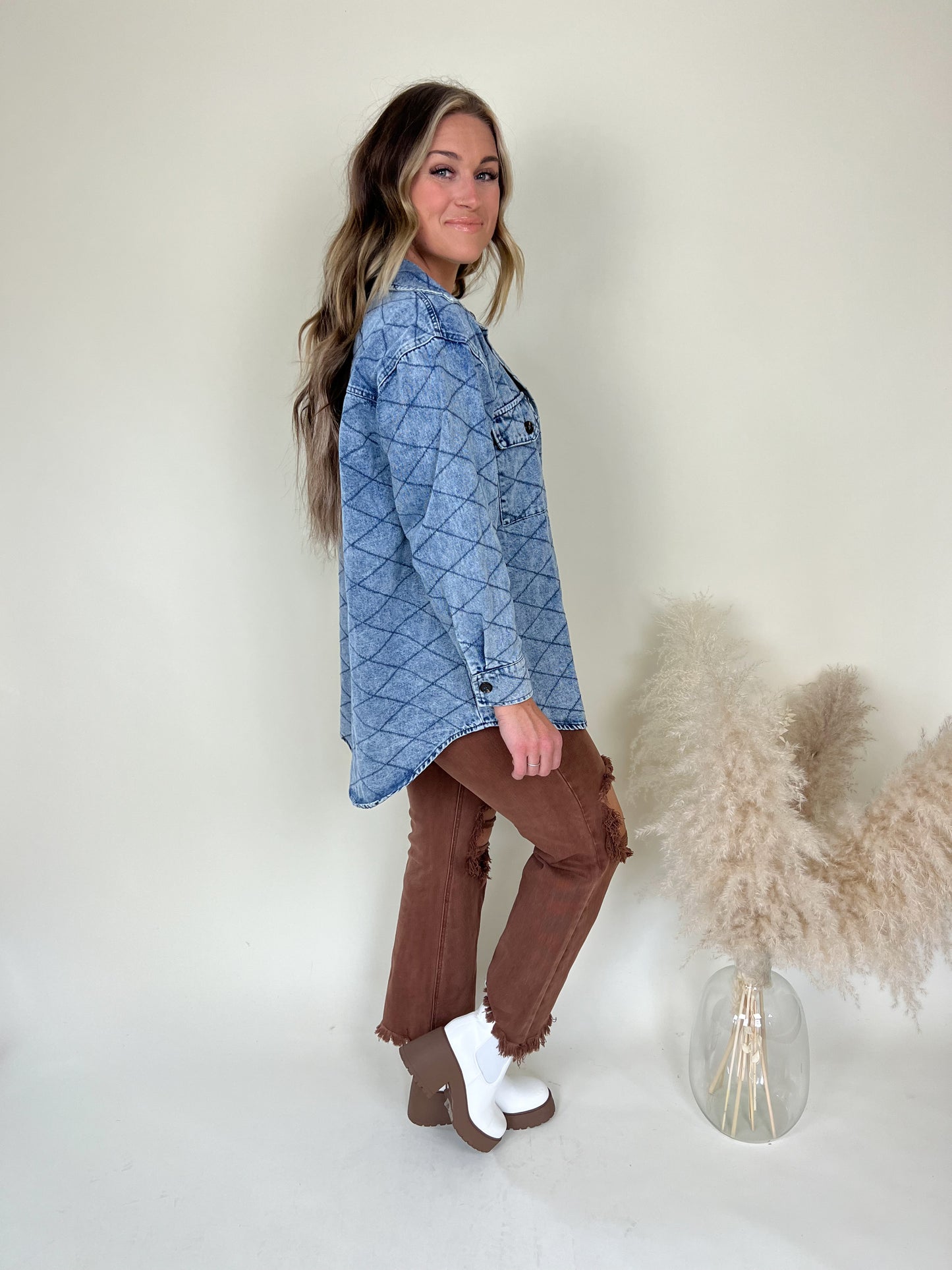 Showing Off Quilted Denim Jacket