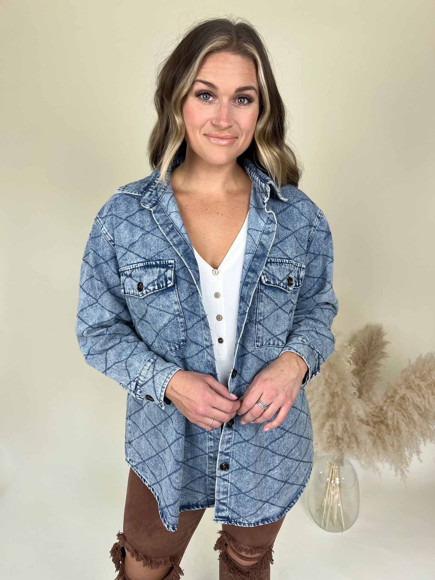 Showing Off Quilted Denim Jacket