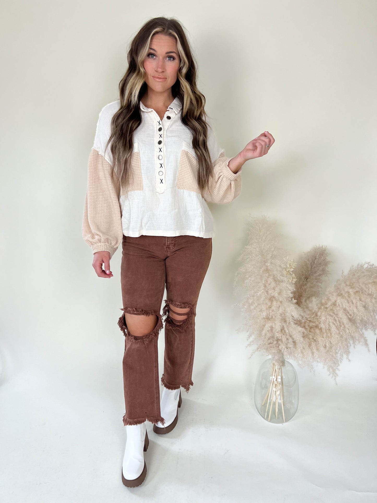 Morning Sunrise Gauze Top | Natural