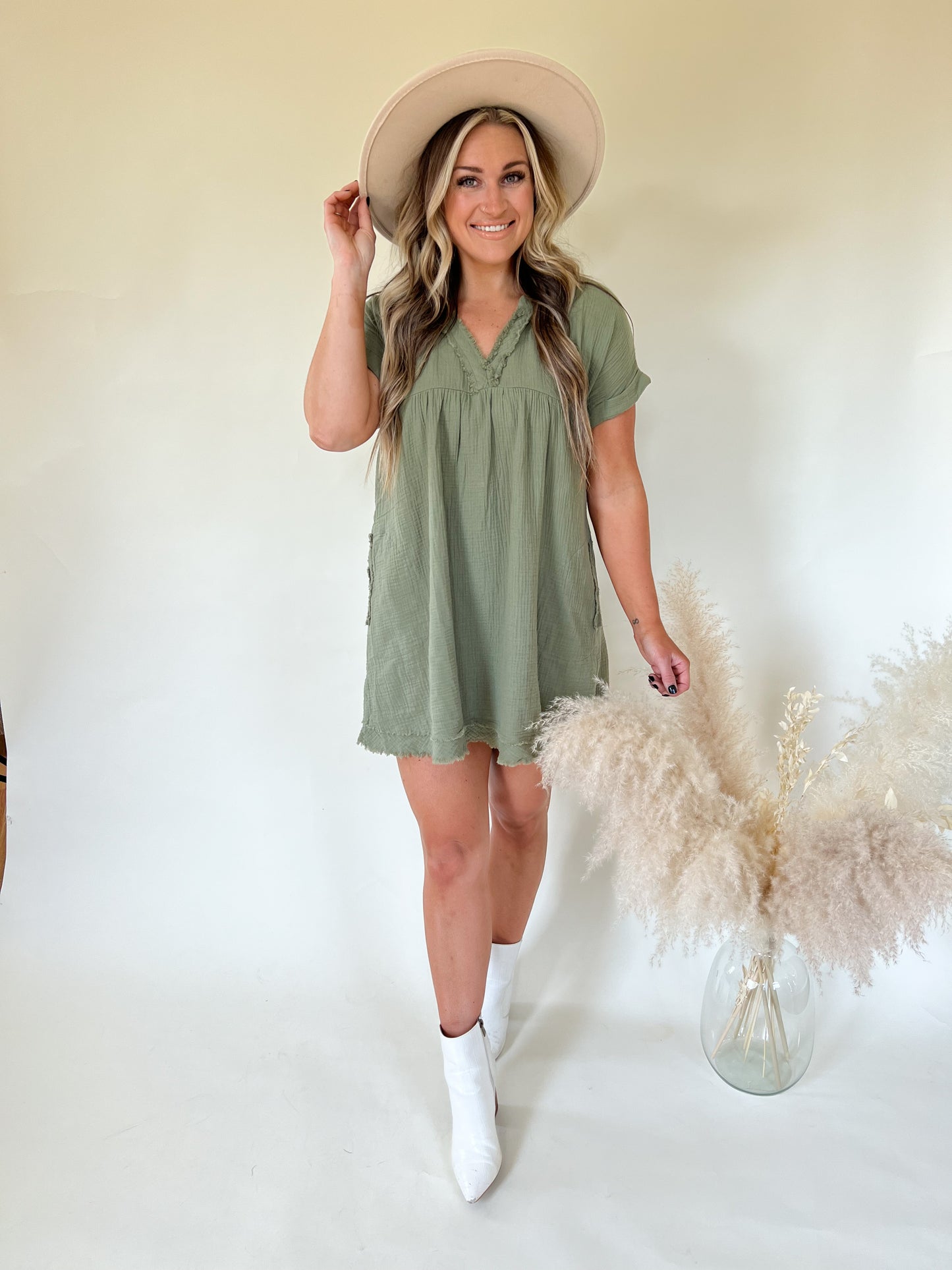 Paradise Gauze Dress | Olive
