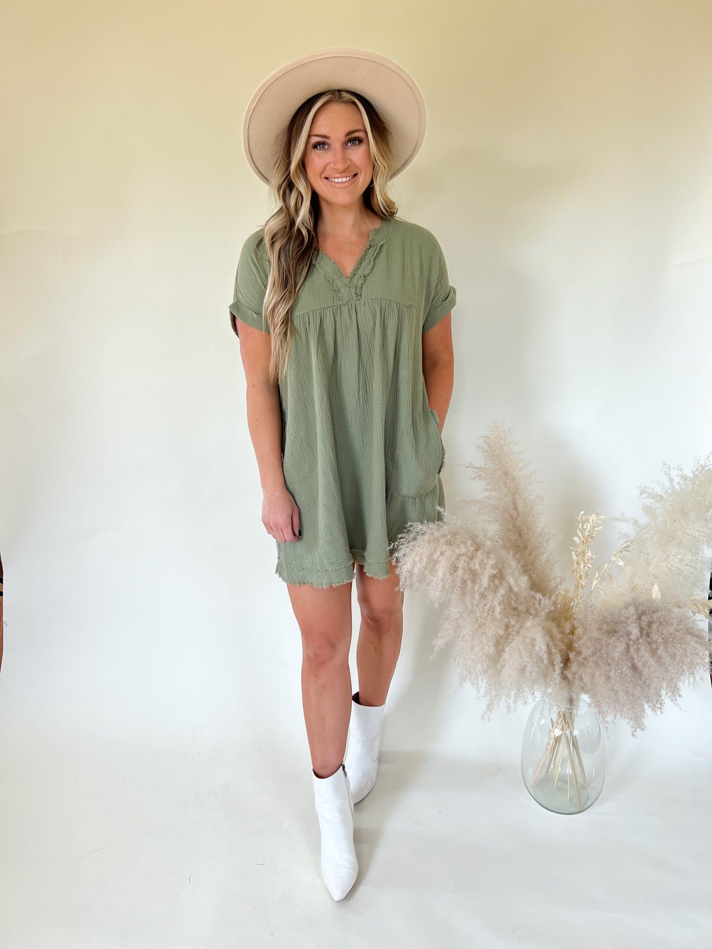 Paradise Gauze Dress | Olive