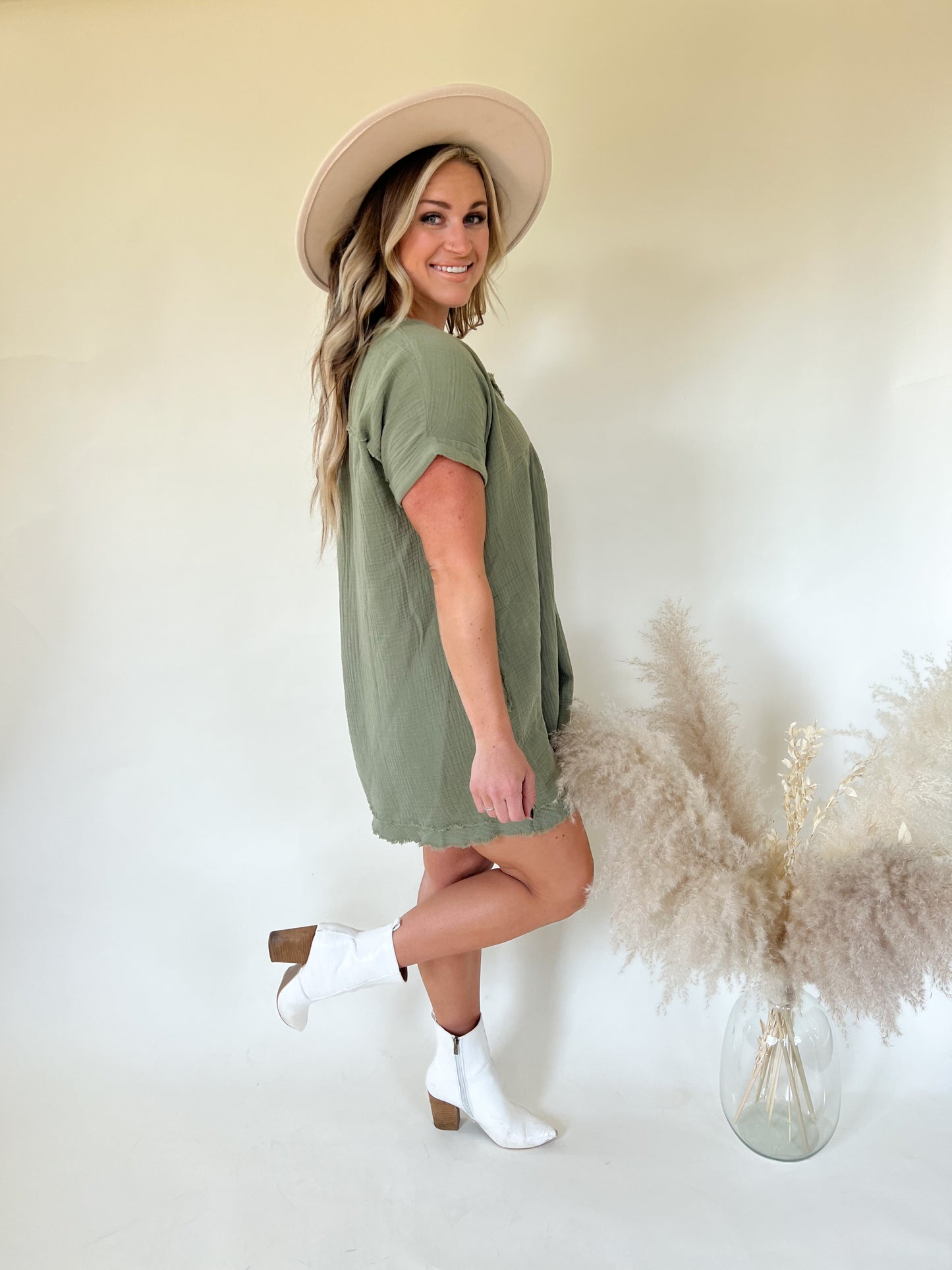 Paradise Gauze Dress | Olive